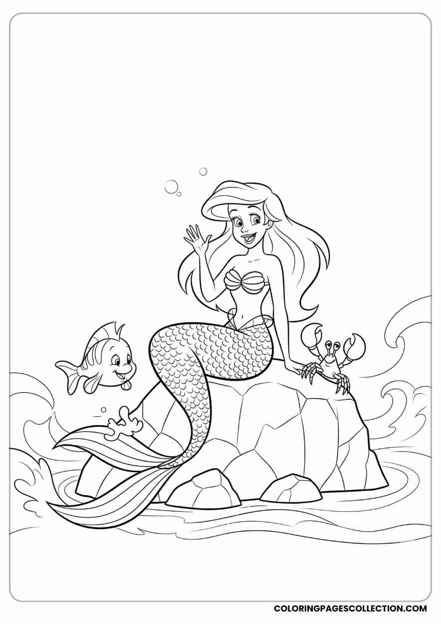 Ariel-Style Mermaid with Sea Friends