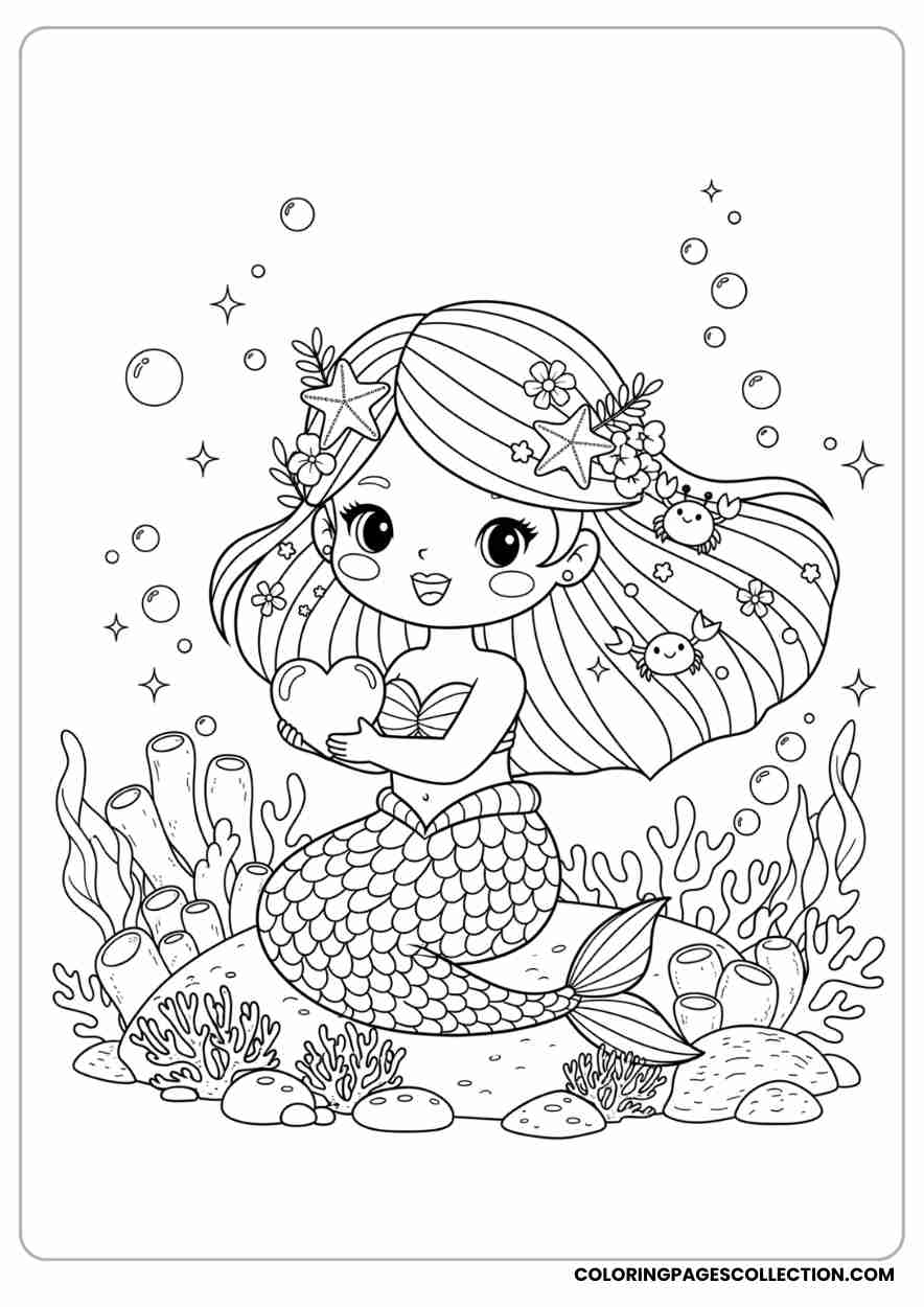 Mermaid Near Underwater Castle