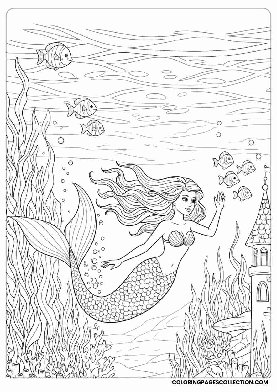 Kawaii Mermaid with Heart-Shaped Pearl