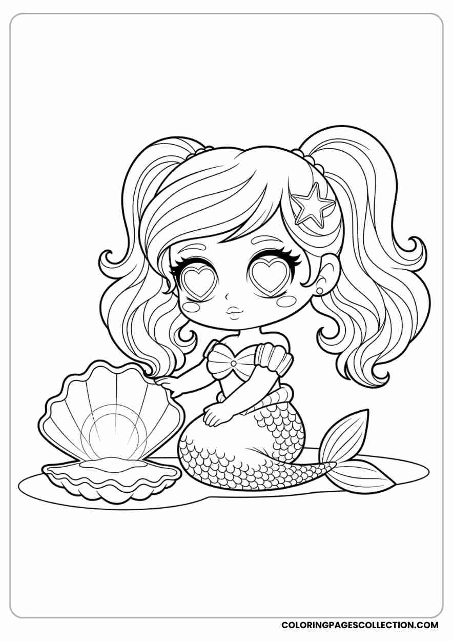 Chibi Mermaid with Sea Turtle