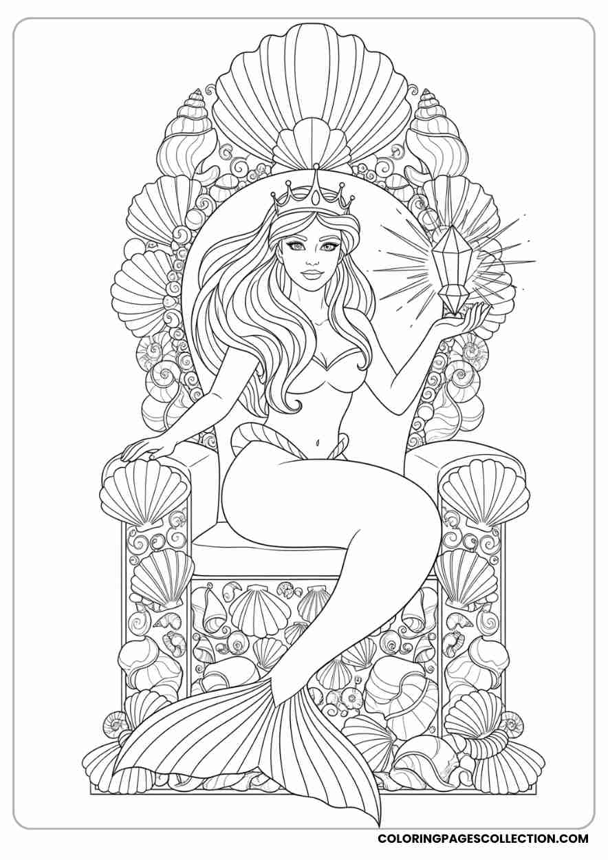 Princess Mermaid with Glowing Crystal