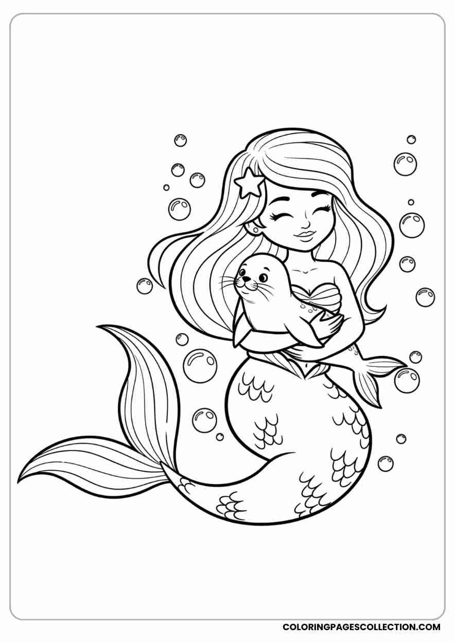 Mermaid Holding Baby Seal