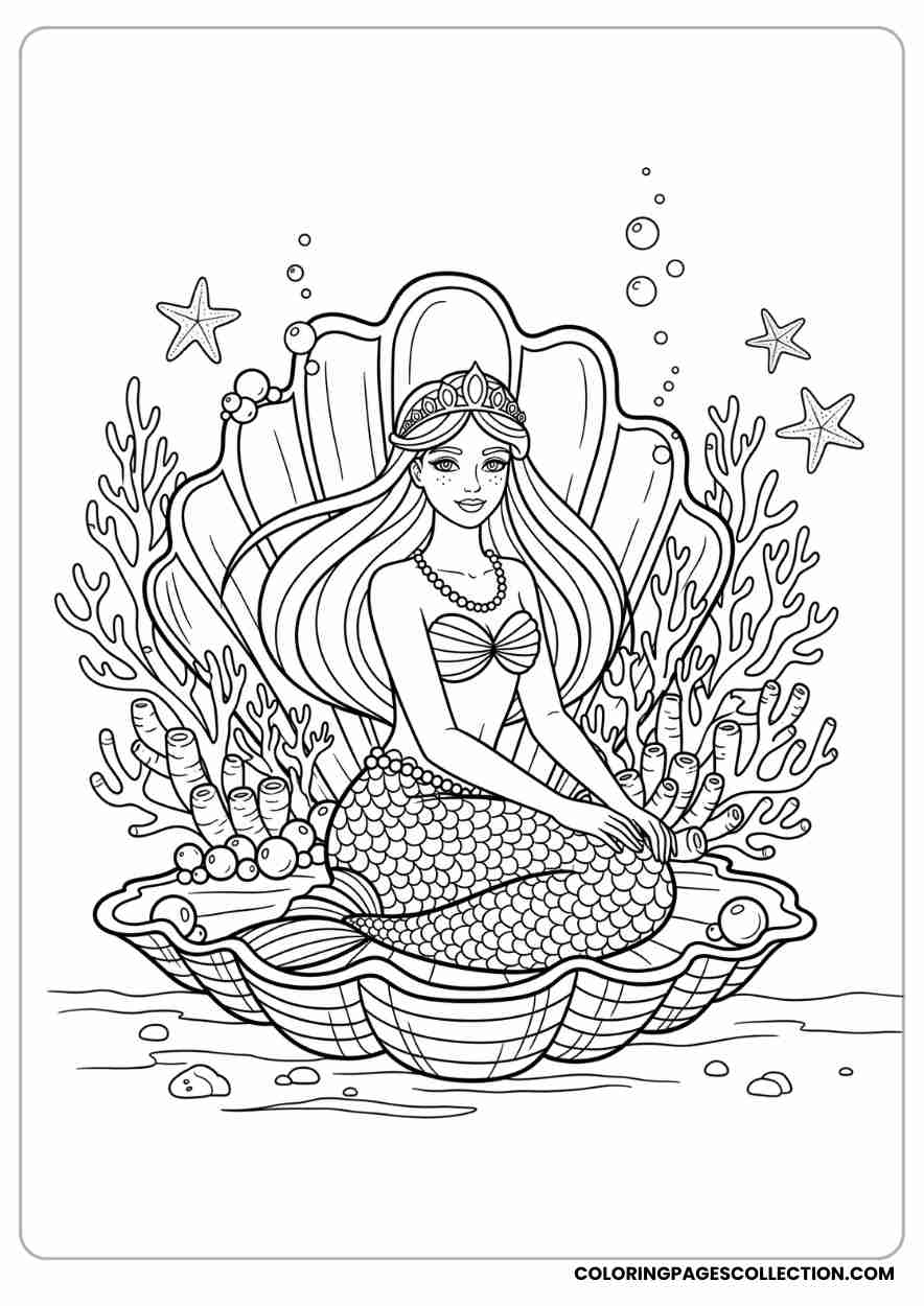 Little Mermaid on Giant Clam Shell