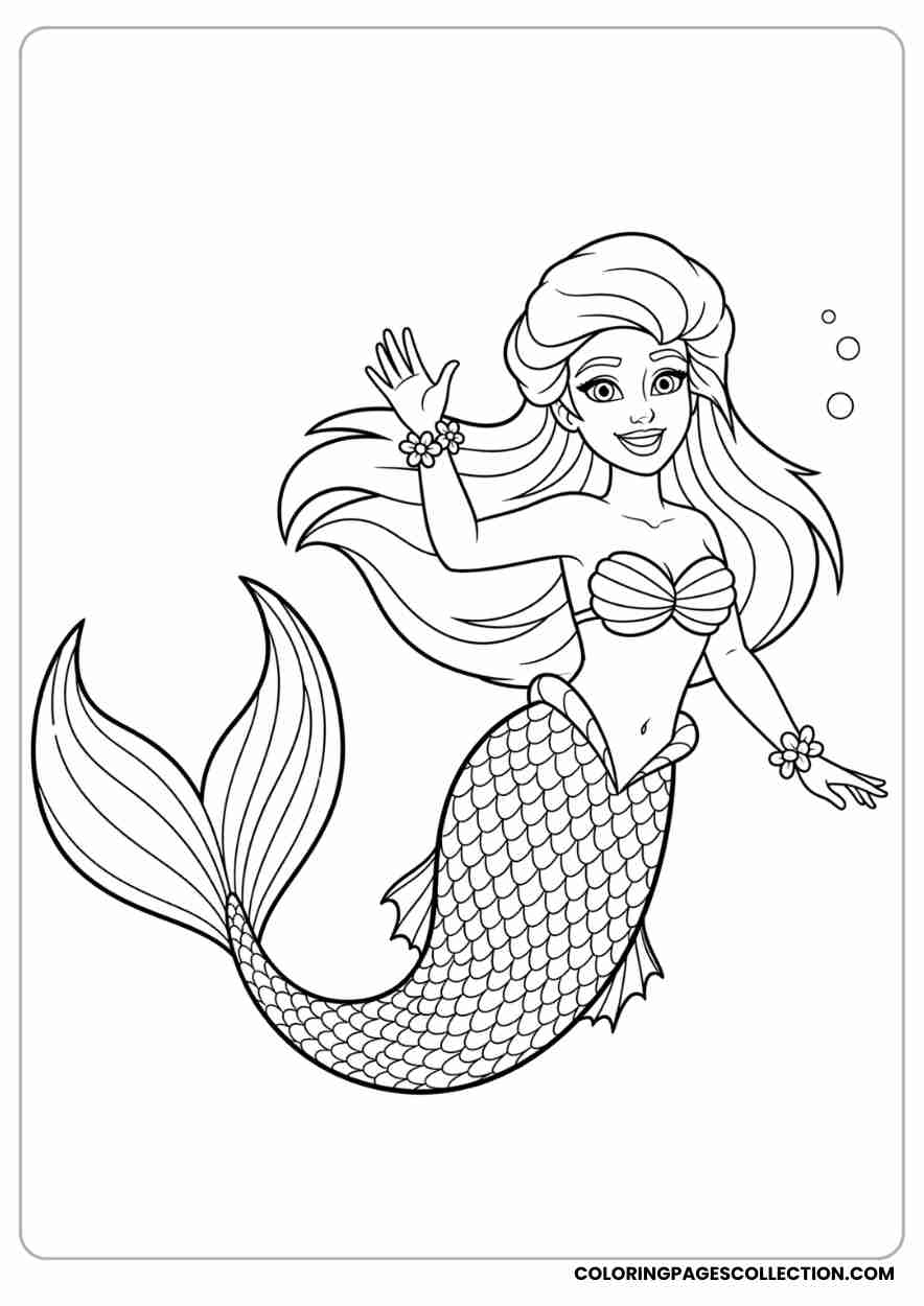 Playful Mermaid Waving