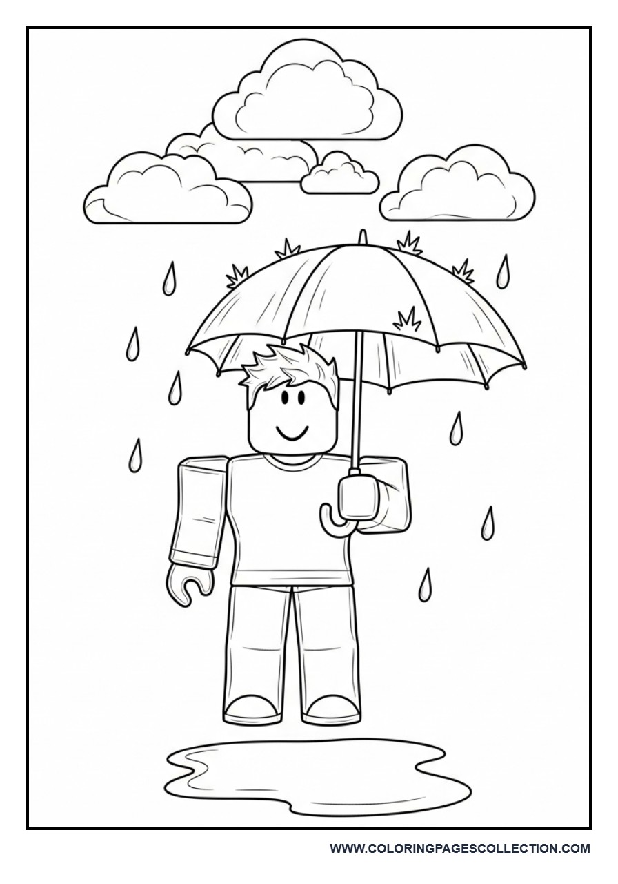 Roblox Avatar in Rain with Umbrella