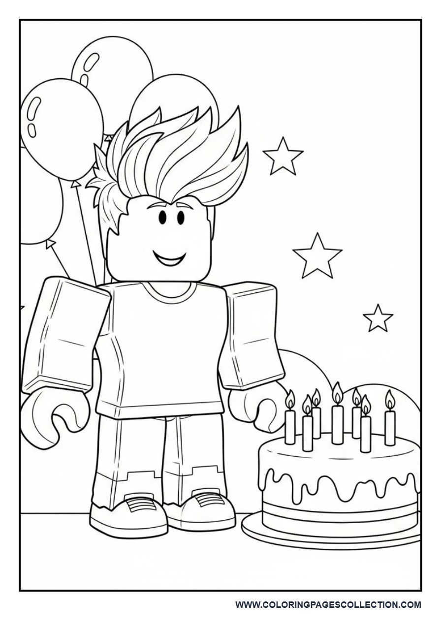Roblox Character with Birthday Cake
