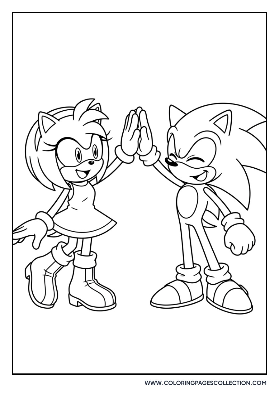 Amy Rose and Sonic High Five