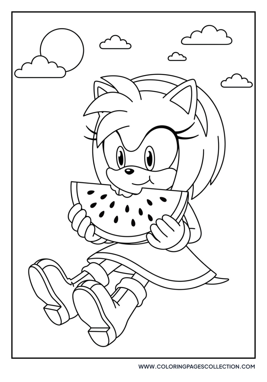 Amy Rose Eating Watermelon