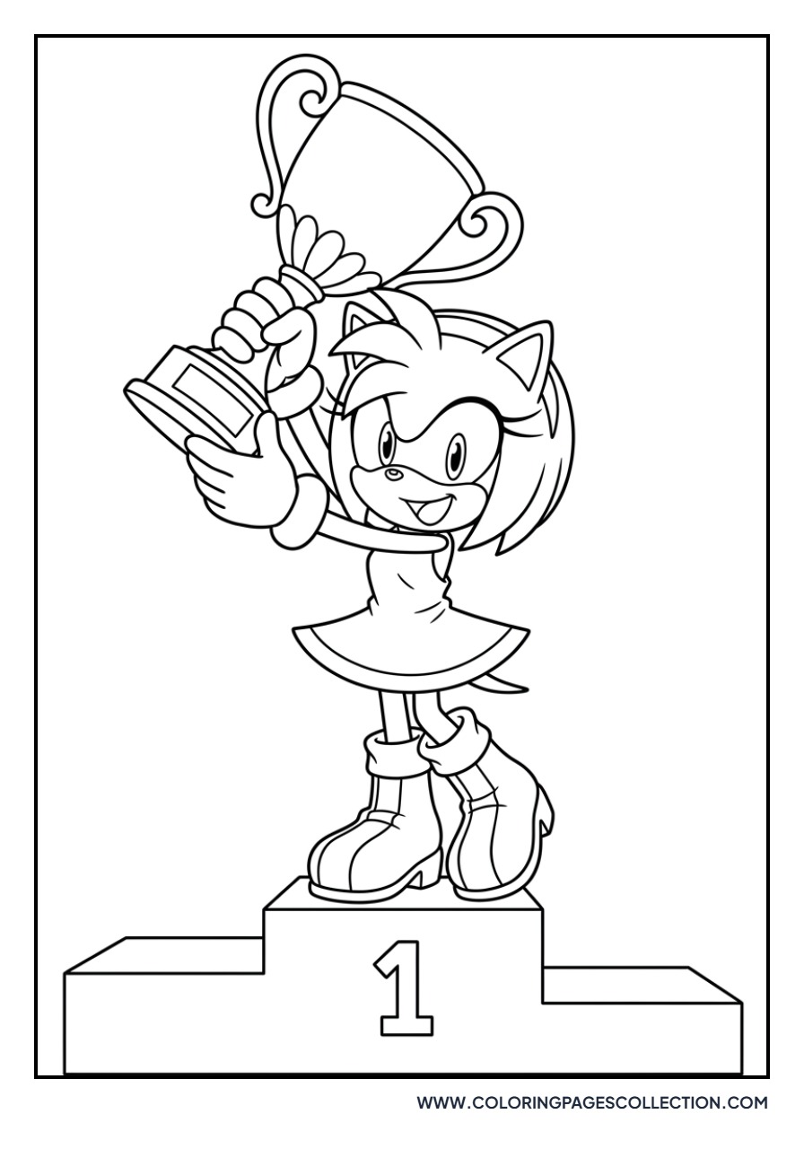 Amy Rose holding a Trophy