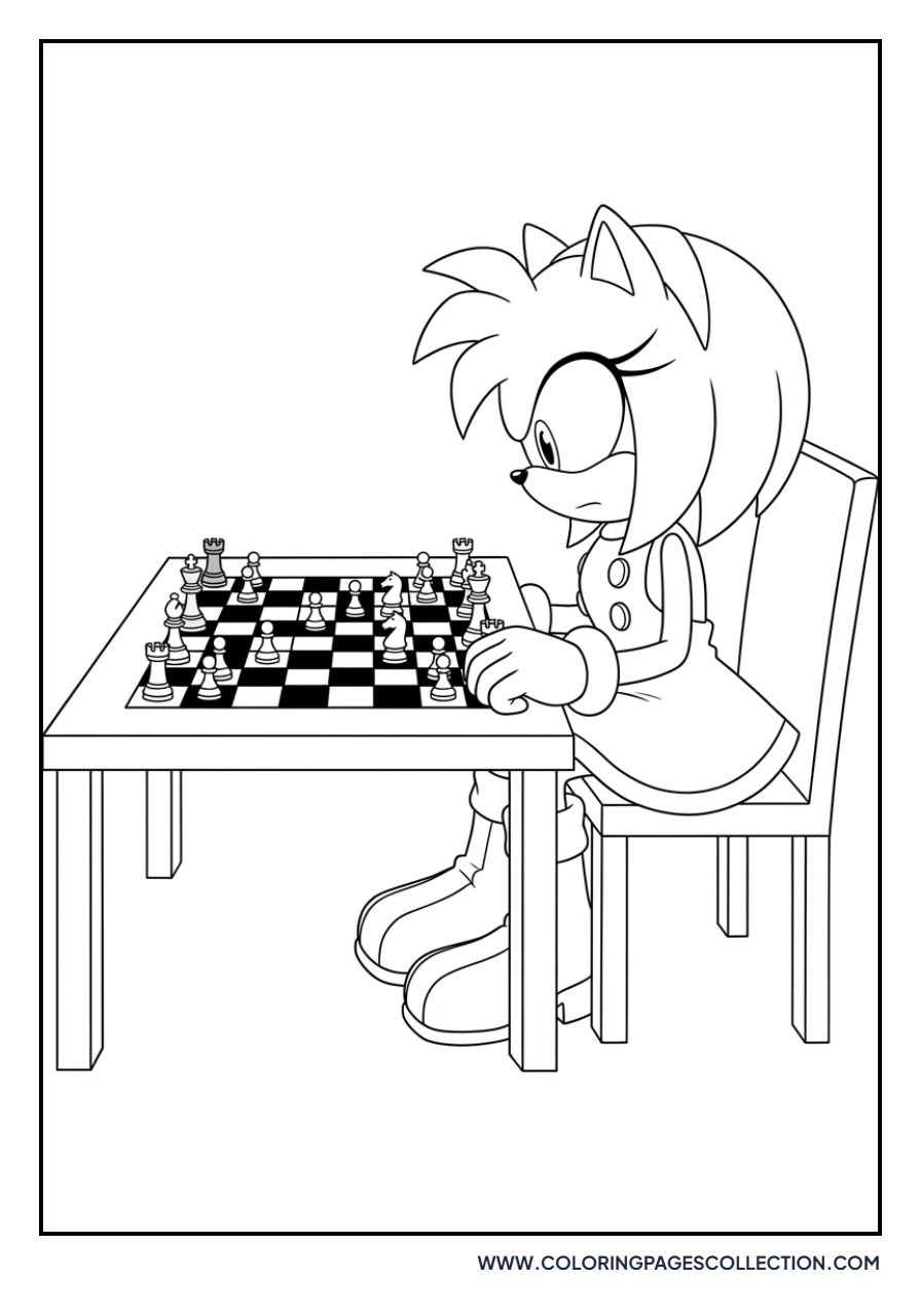Amy Rose Playing Chess