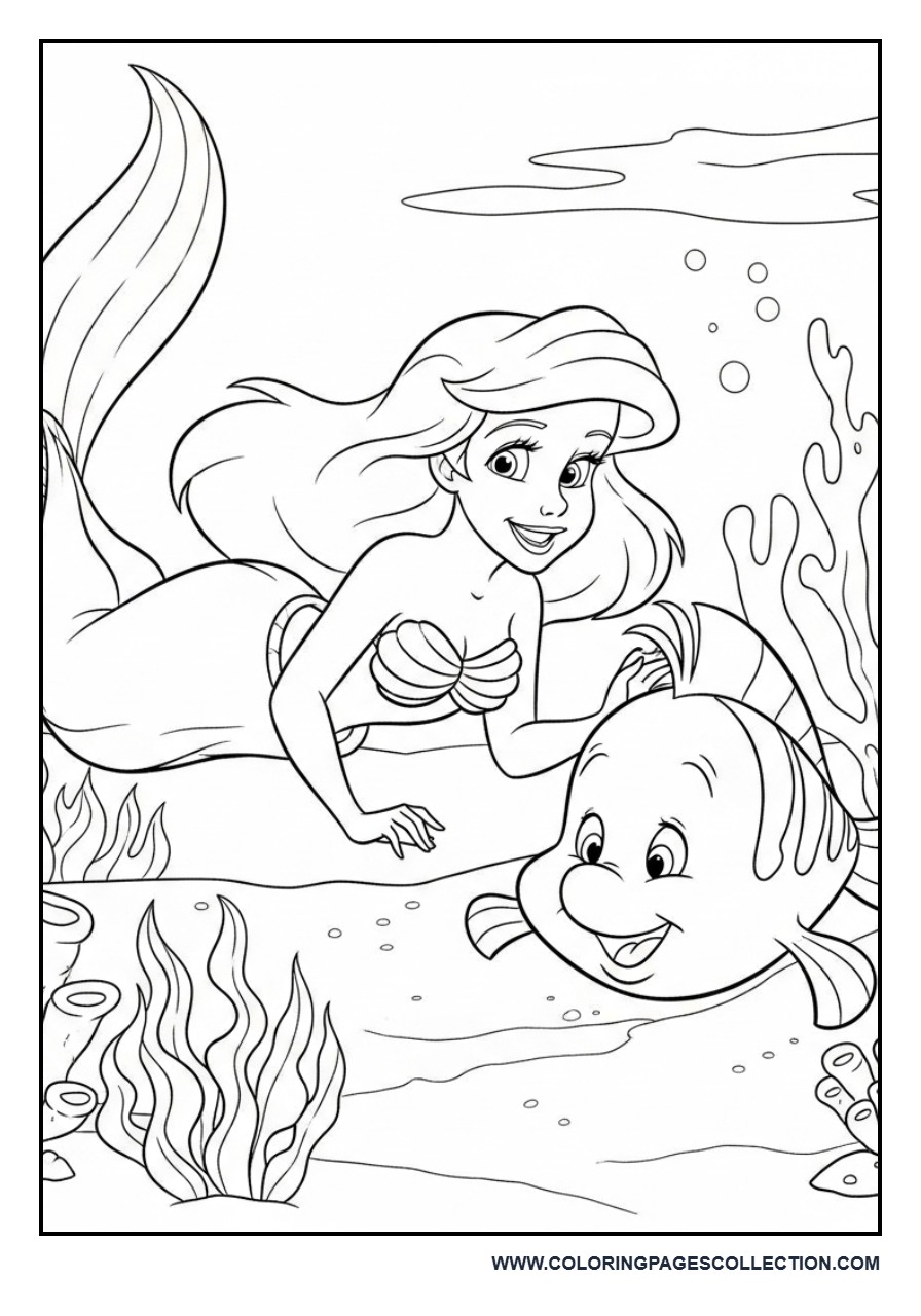 Ariel and Flounder Underwater Friendship