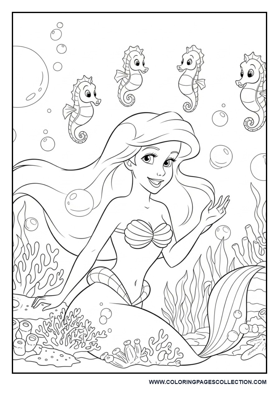 Ariel and Friendly Sea Horses