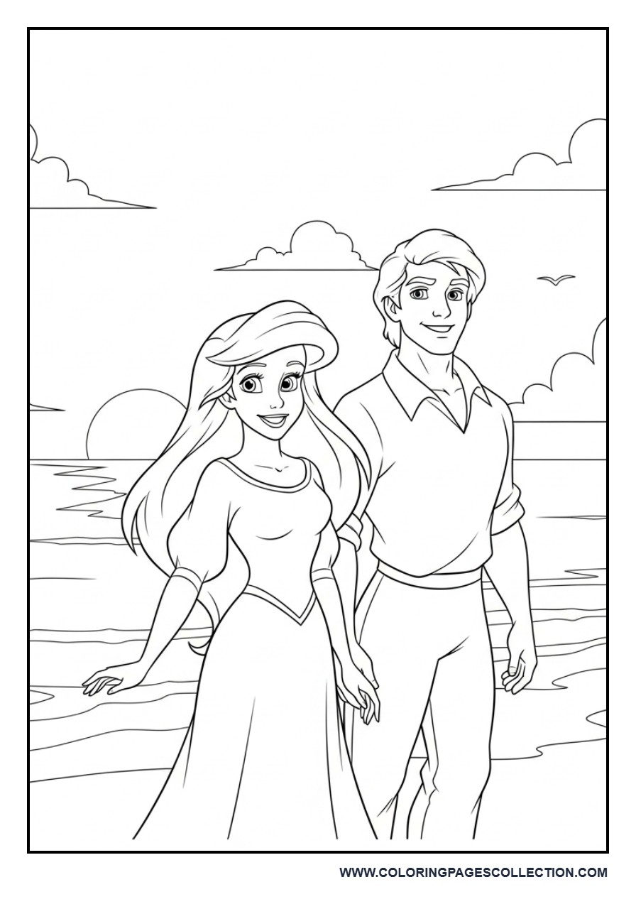 Ariel and Prince Eric on the Beach
