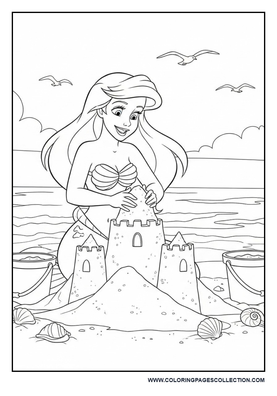 Ariel Building a Sandcastle