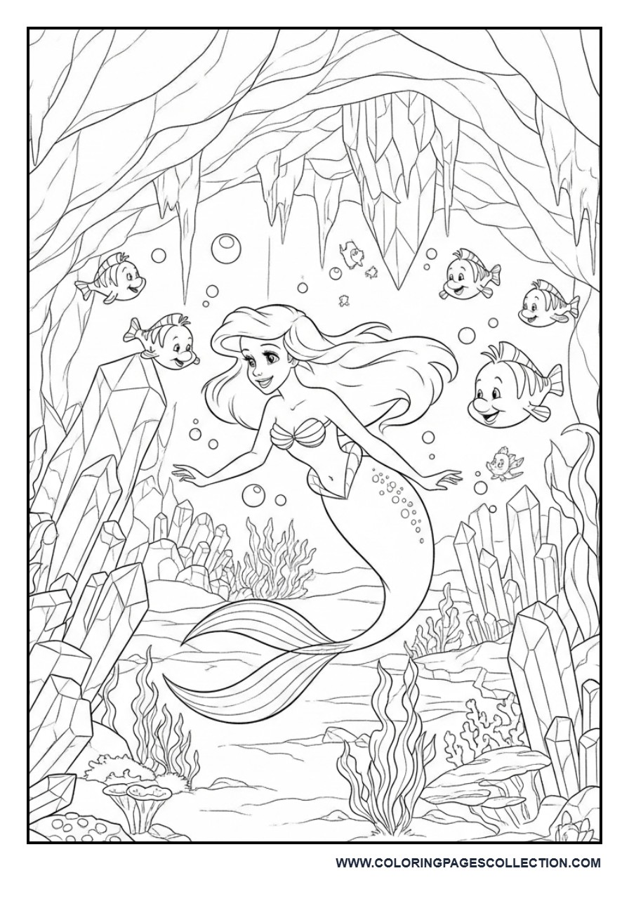 Ariel Exploring a Crystal Cave
