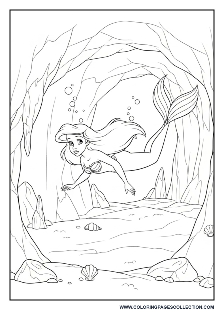Ariel Exploring an Ocean Cave