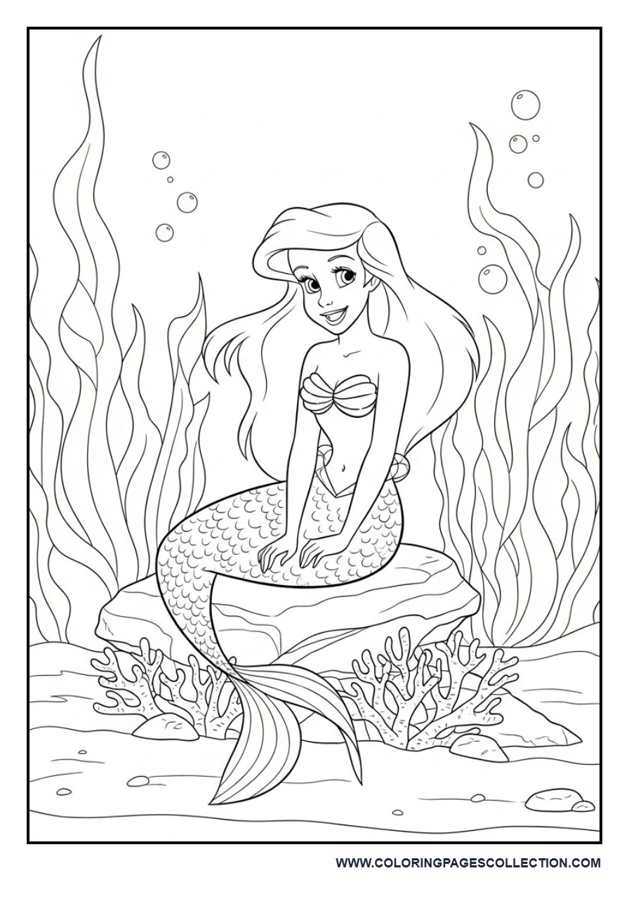 Ariel Resting on a Coral Rock