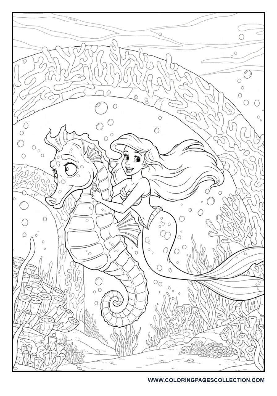 Ariel Riding a Giant Seahorse