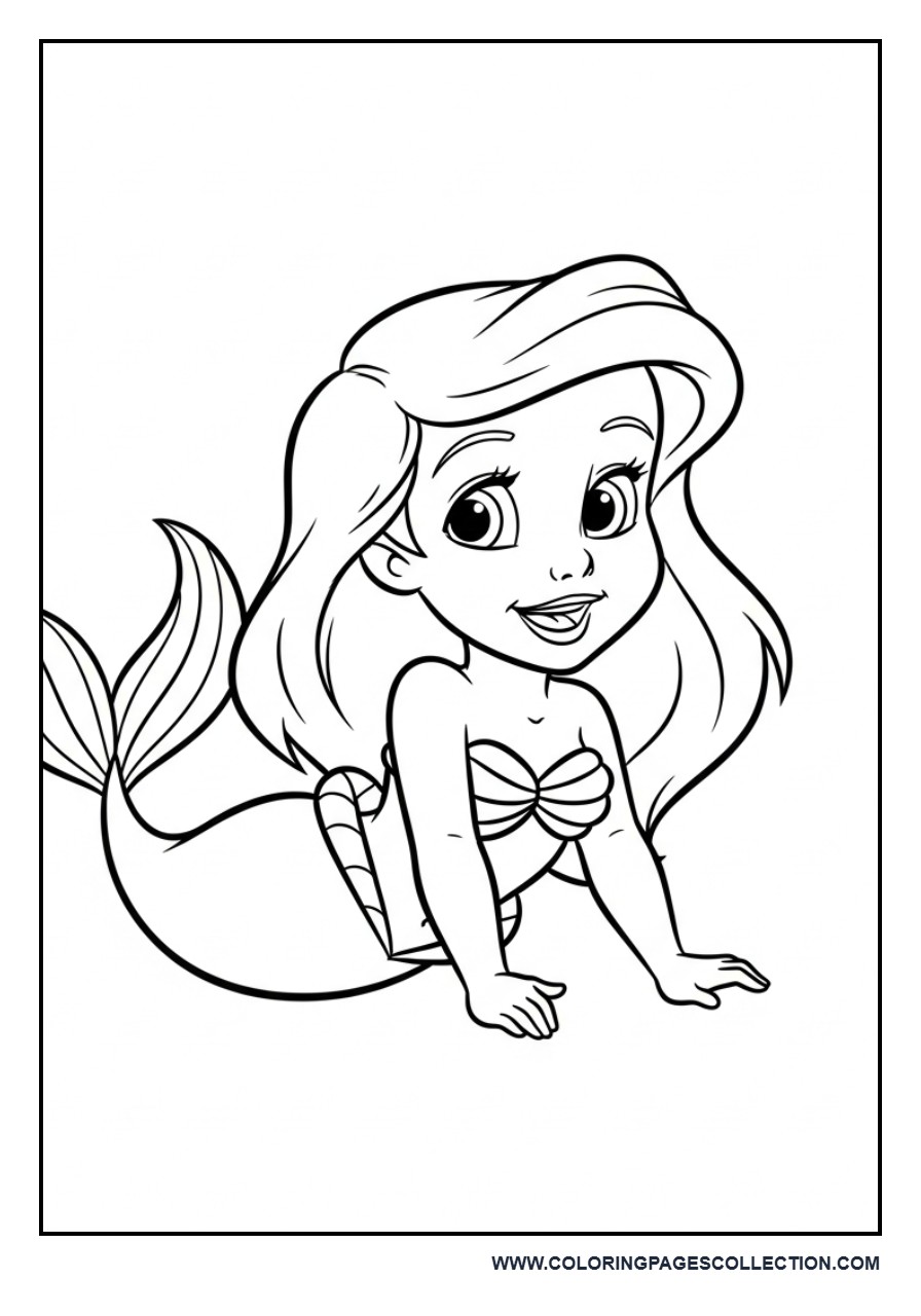 Baby Ariel Coloring Page