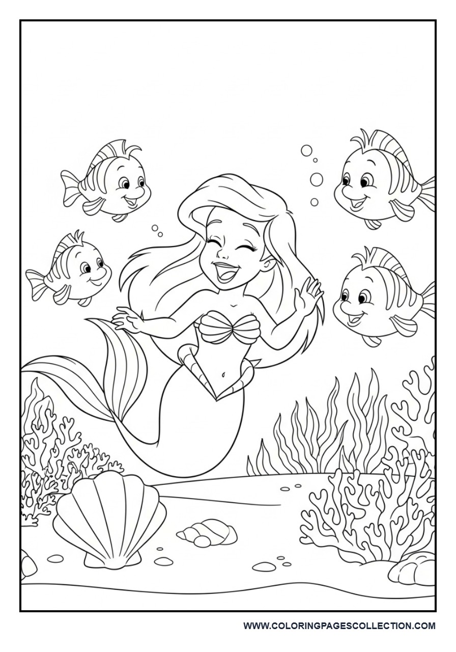 Baby Ariel Playing with Fish Friends