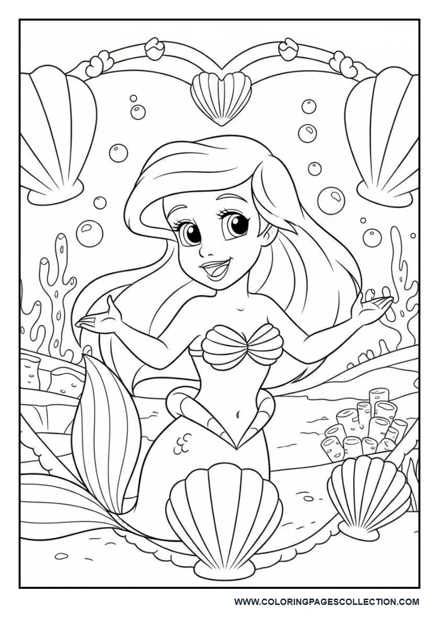 Kawaii Ariel with Heart-Shaped Seashells