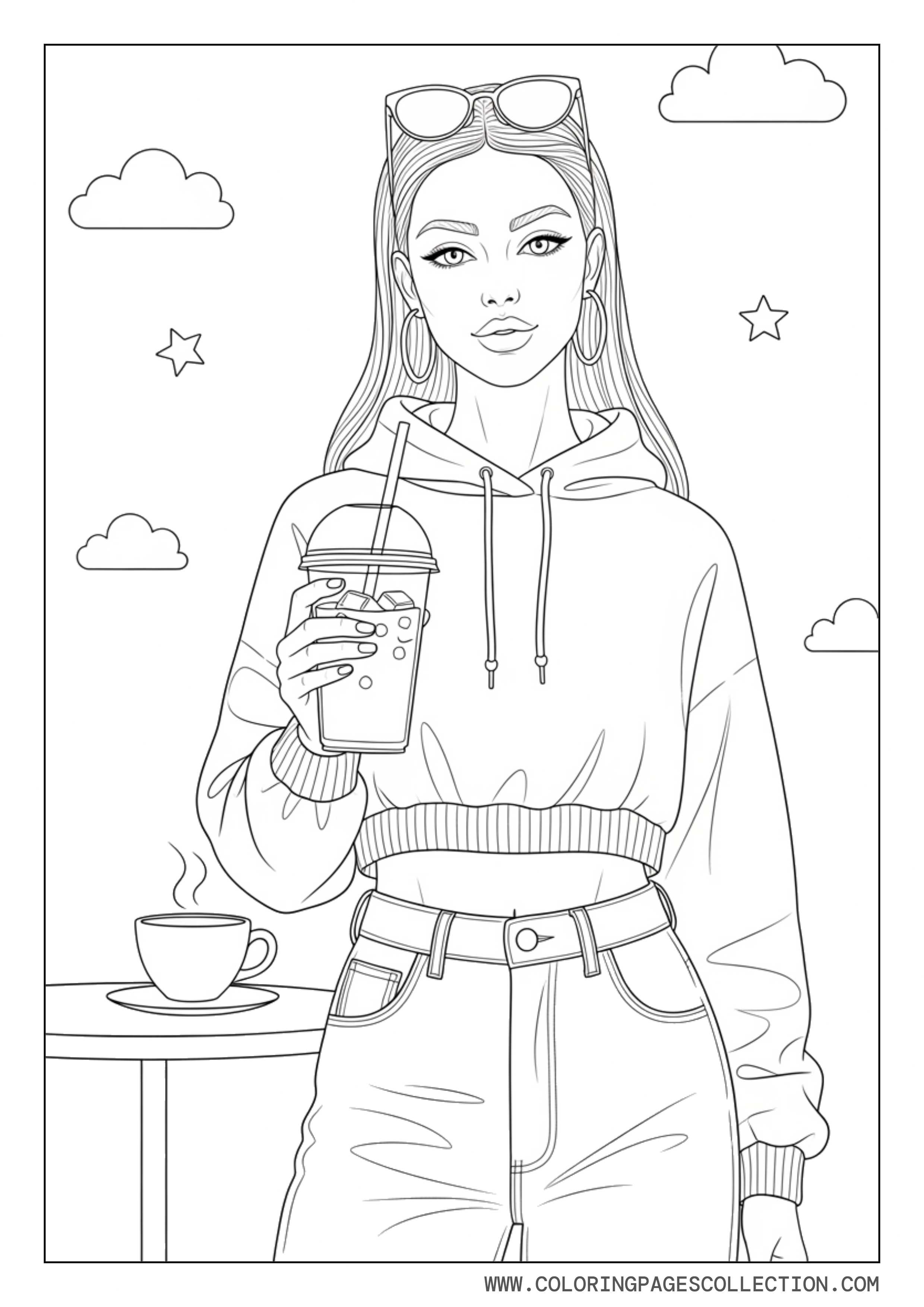 Baddie Drinking Iced Coffee