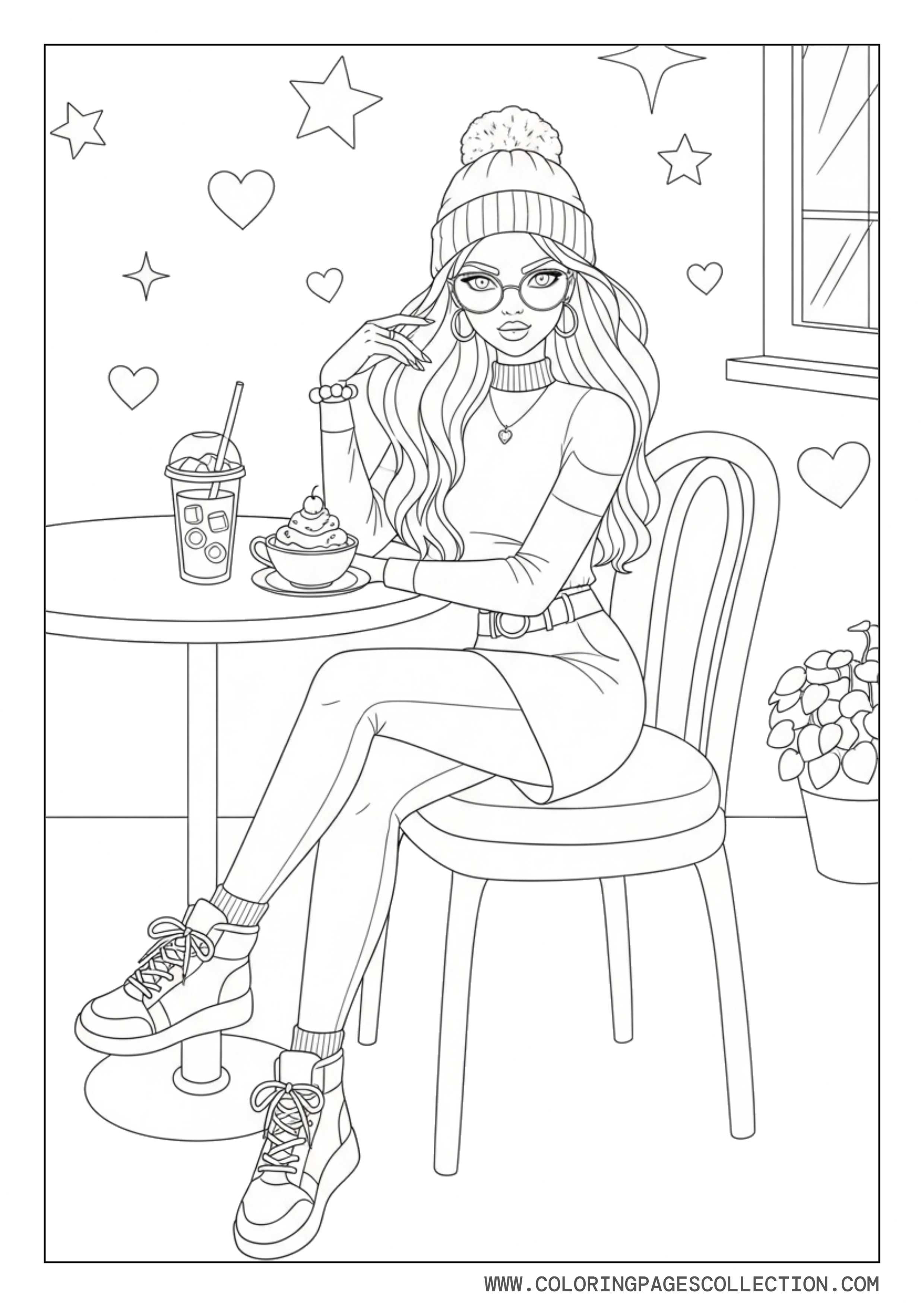 Baddie Girl at Cute Cafe