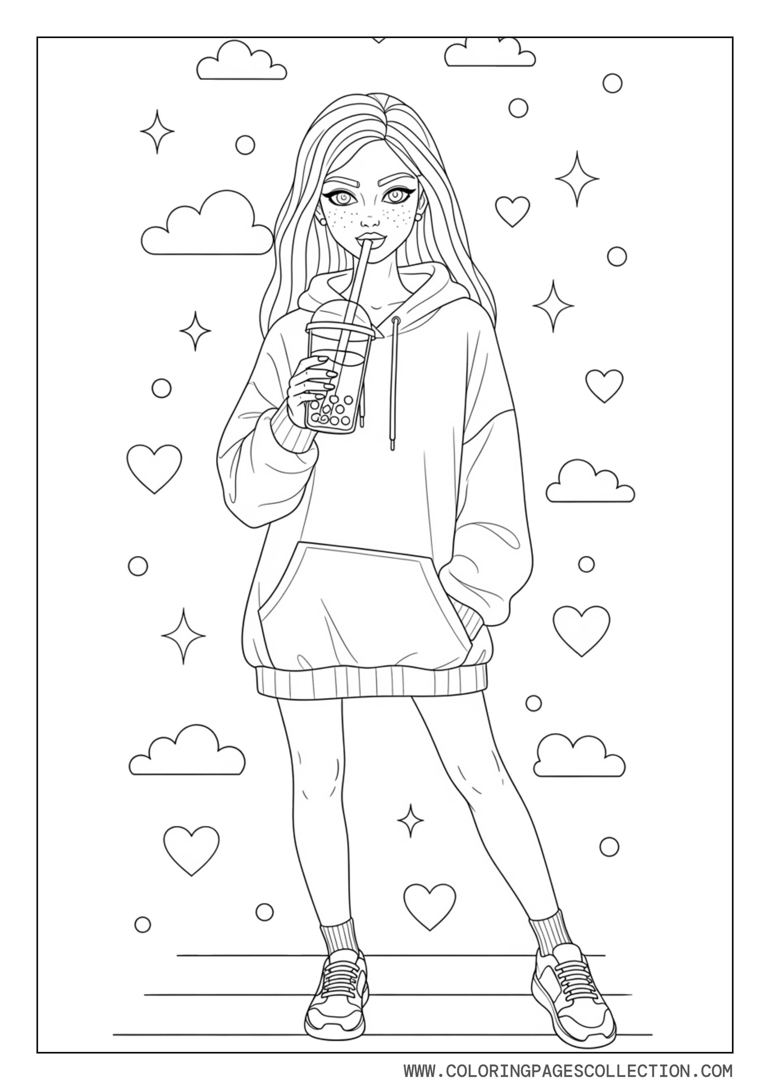 Baddie Girl Drinking Bubble Tea