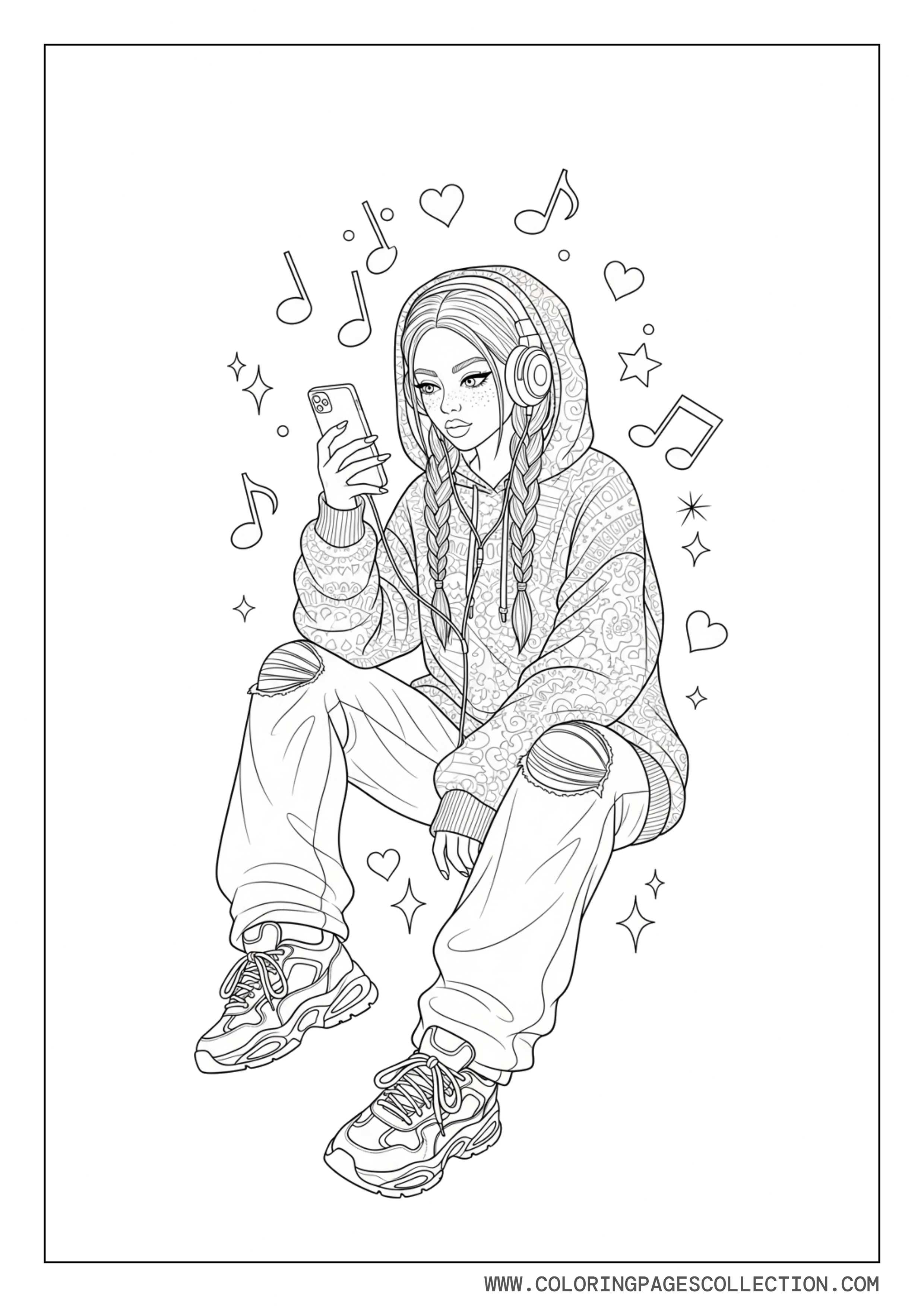 Baddie Girl Listening to Music on Phone