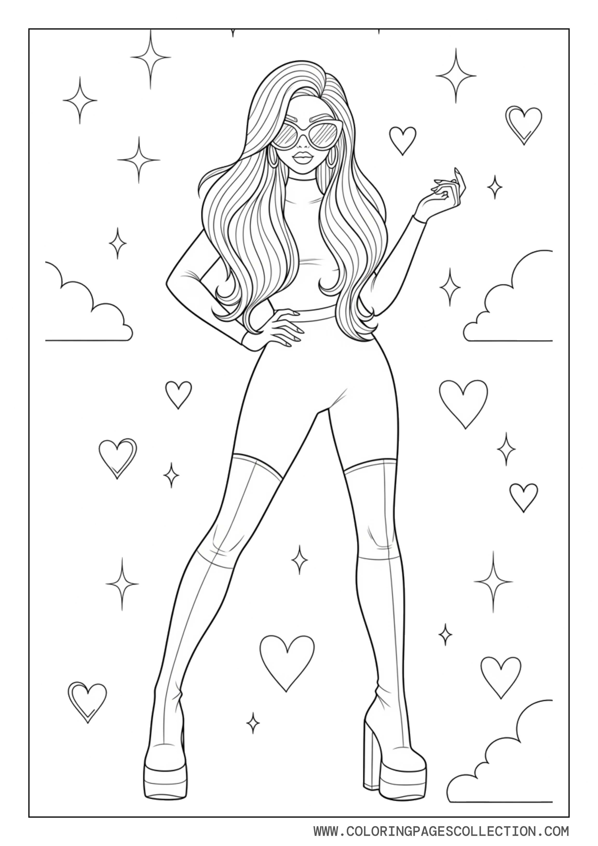 Baddie Girl Surrounded by Hearts and Stars