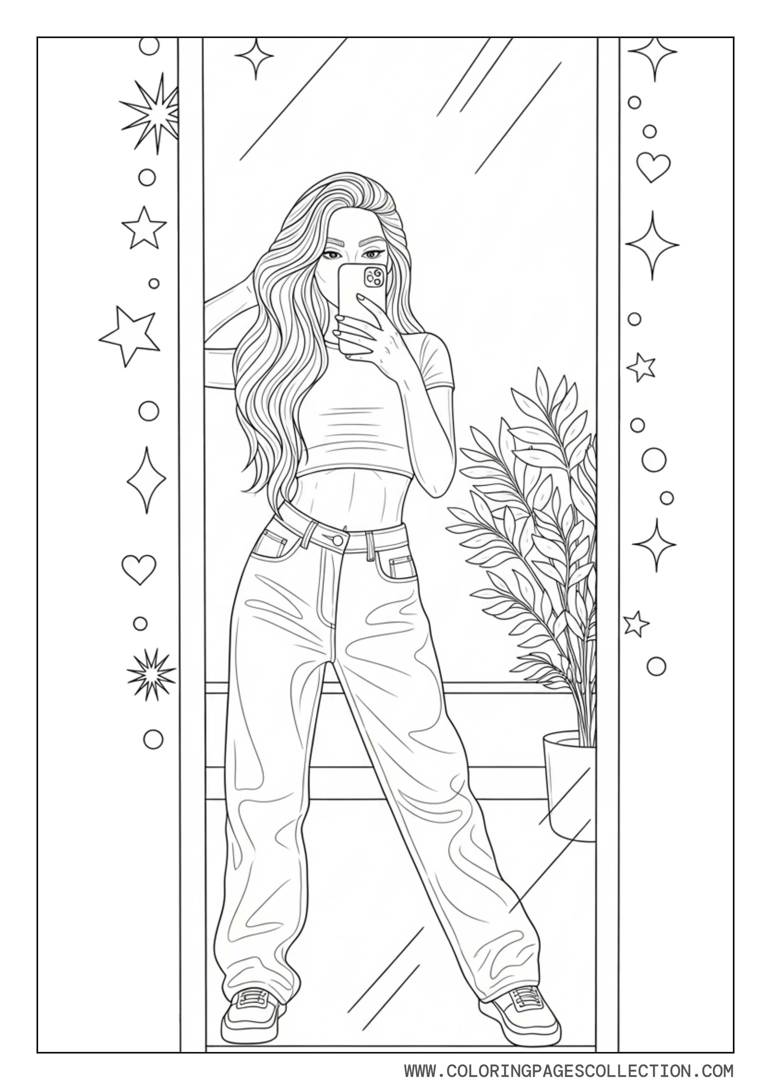 Baddie Girl Taking Mirror Outfit Selfie