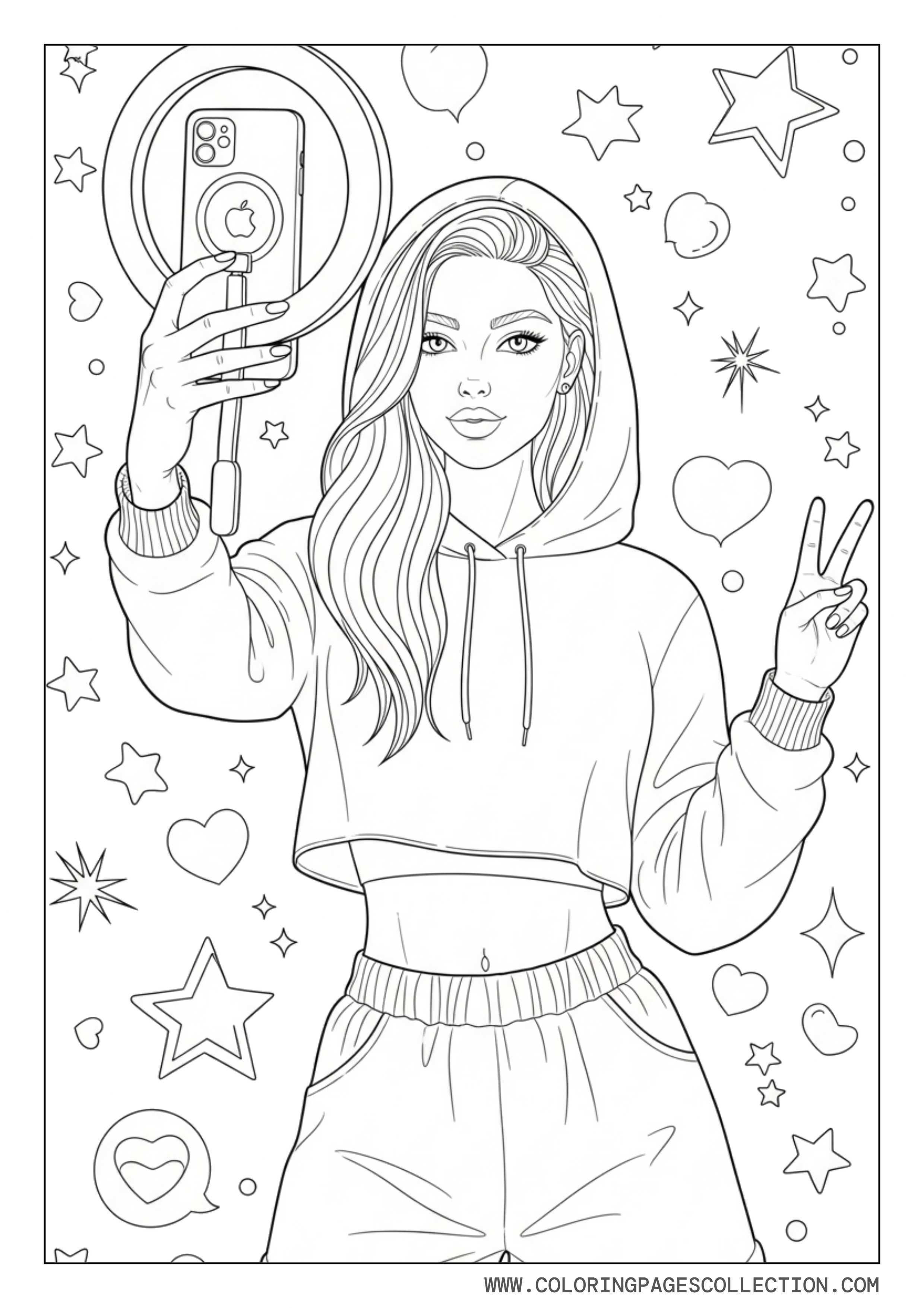 Baddie Girl Taking Selfie with Ring Light