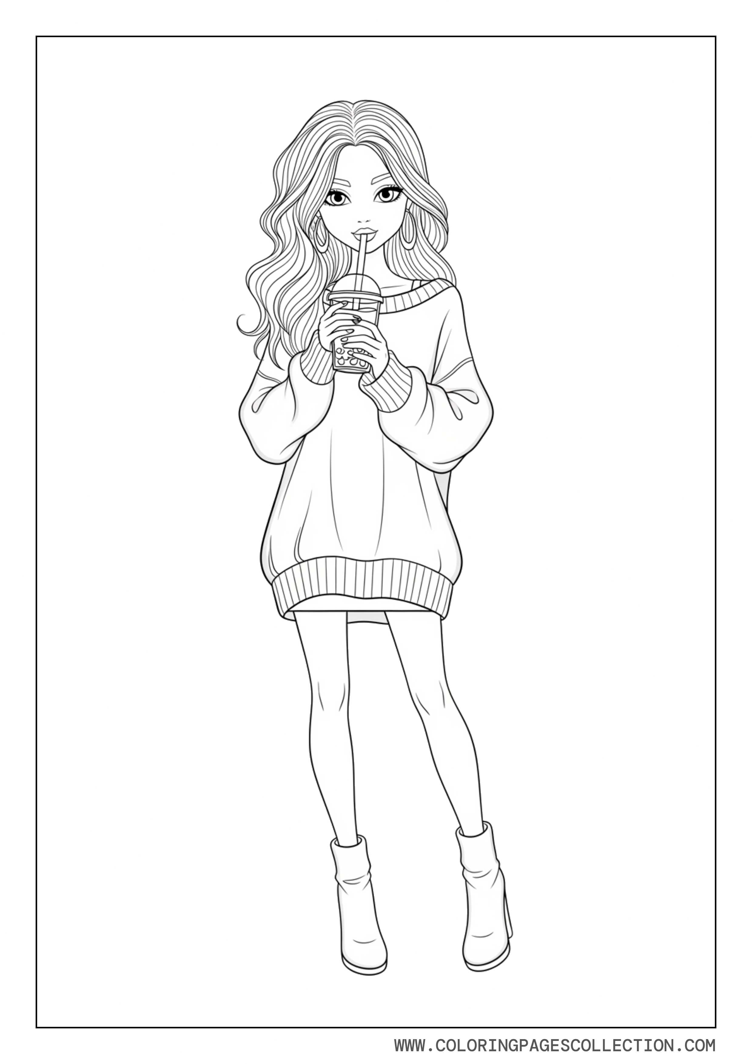 Baddie Girl with Bubble Tea