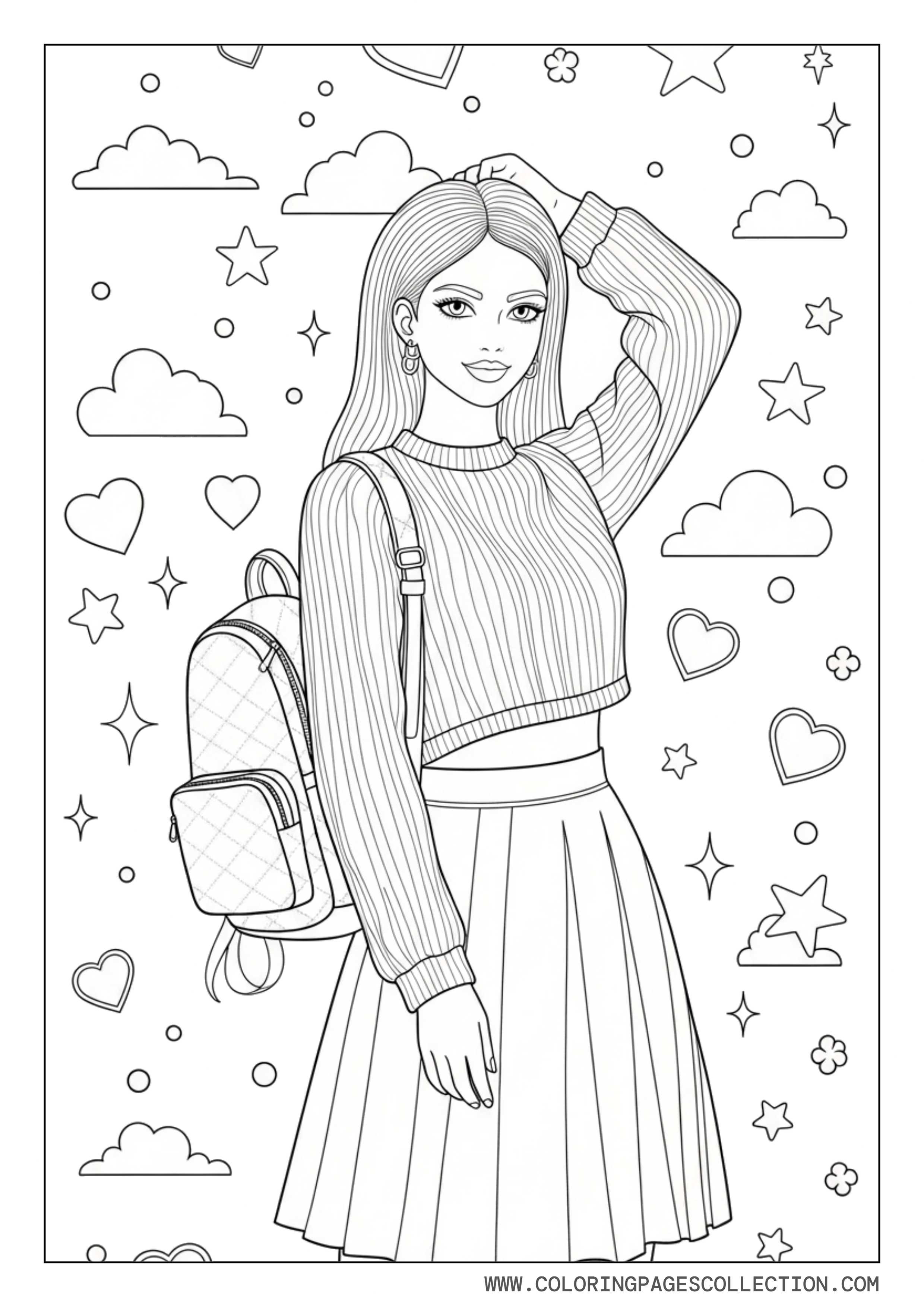 Baddie Girl with Cute Backpack