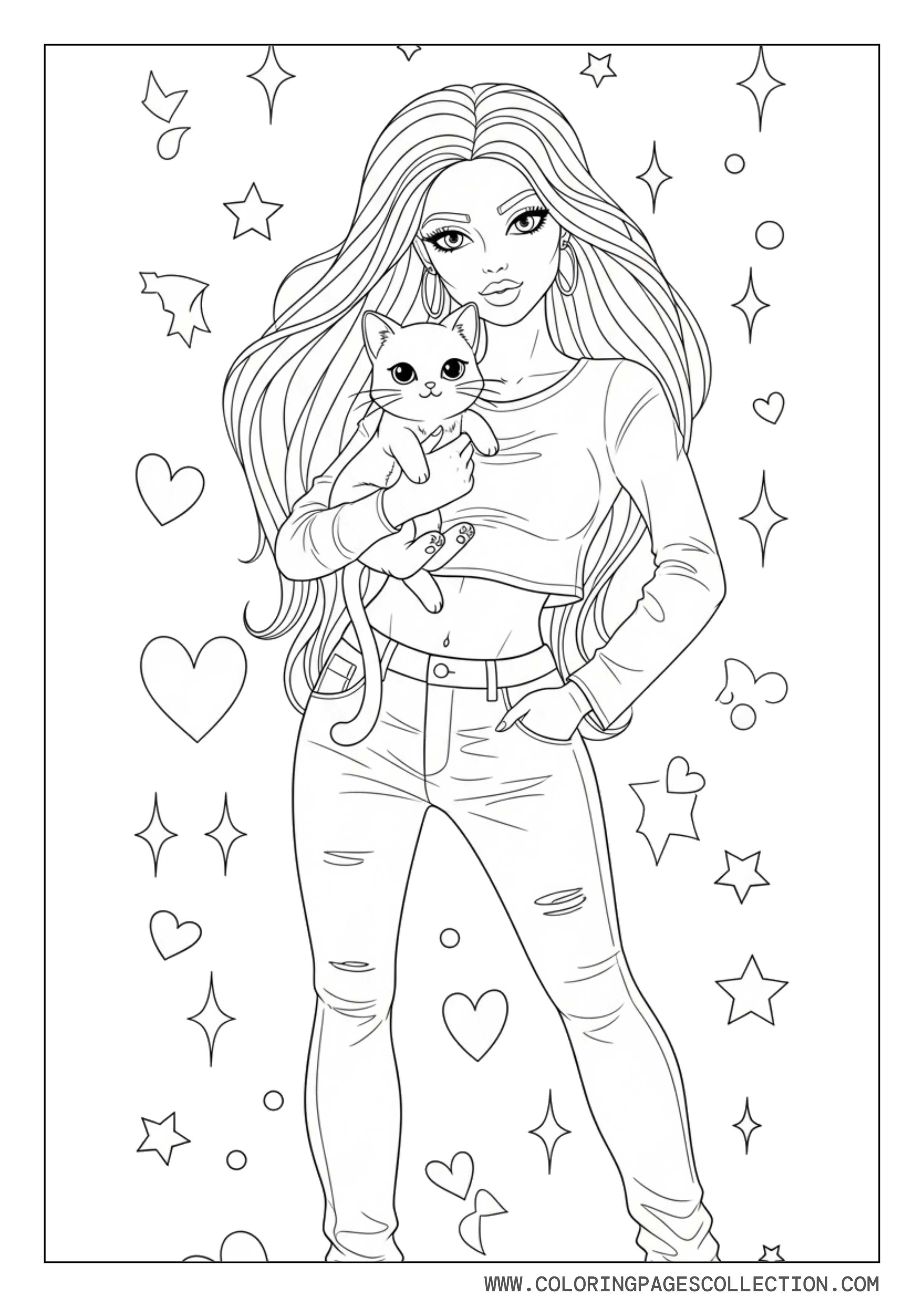 Baddie Girl with Cute Cat