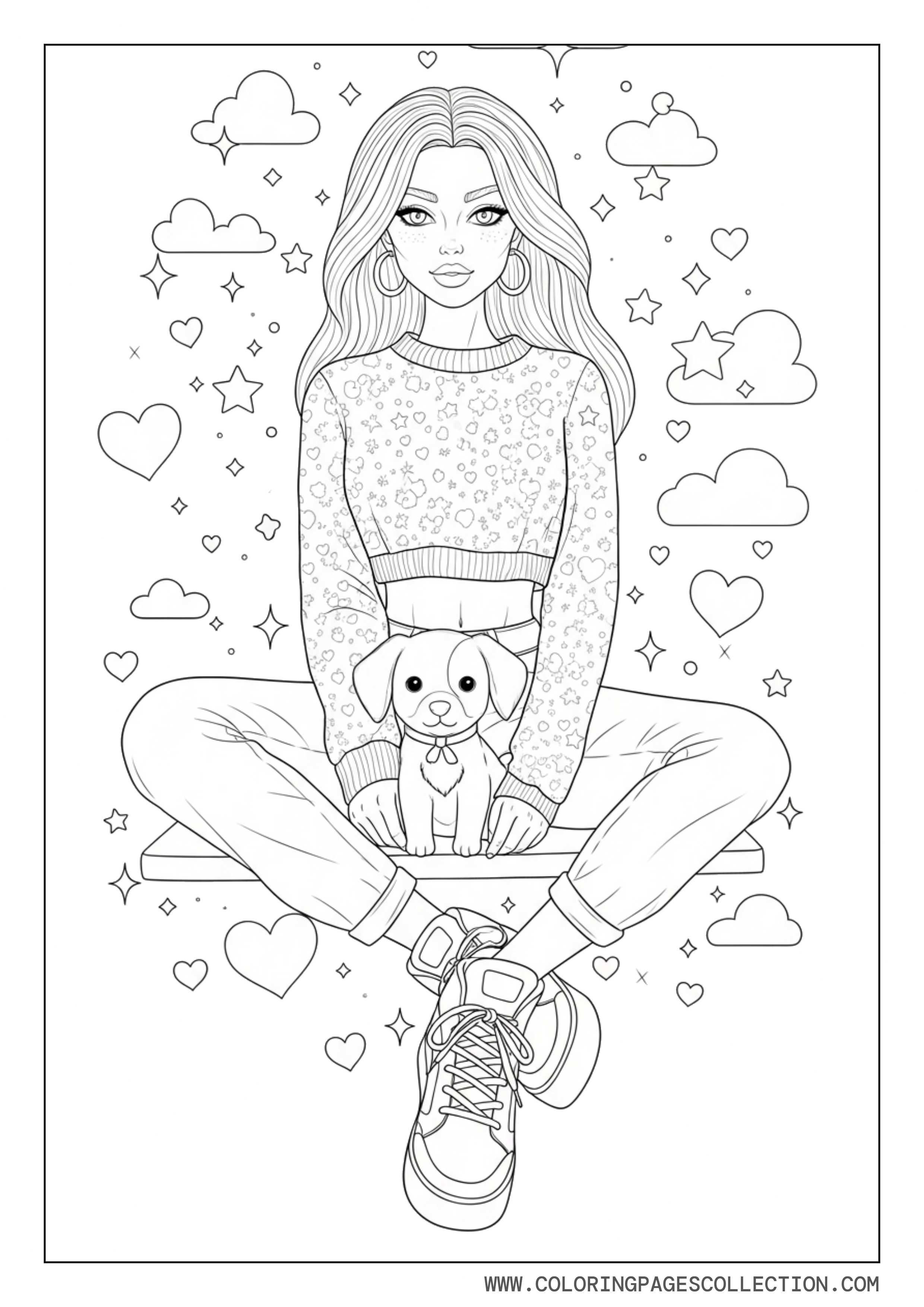 Baddie Girl with Cute Puppy