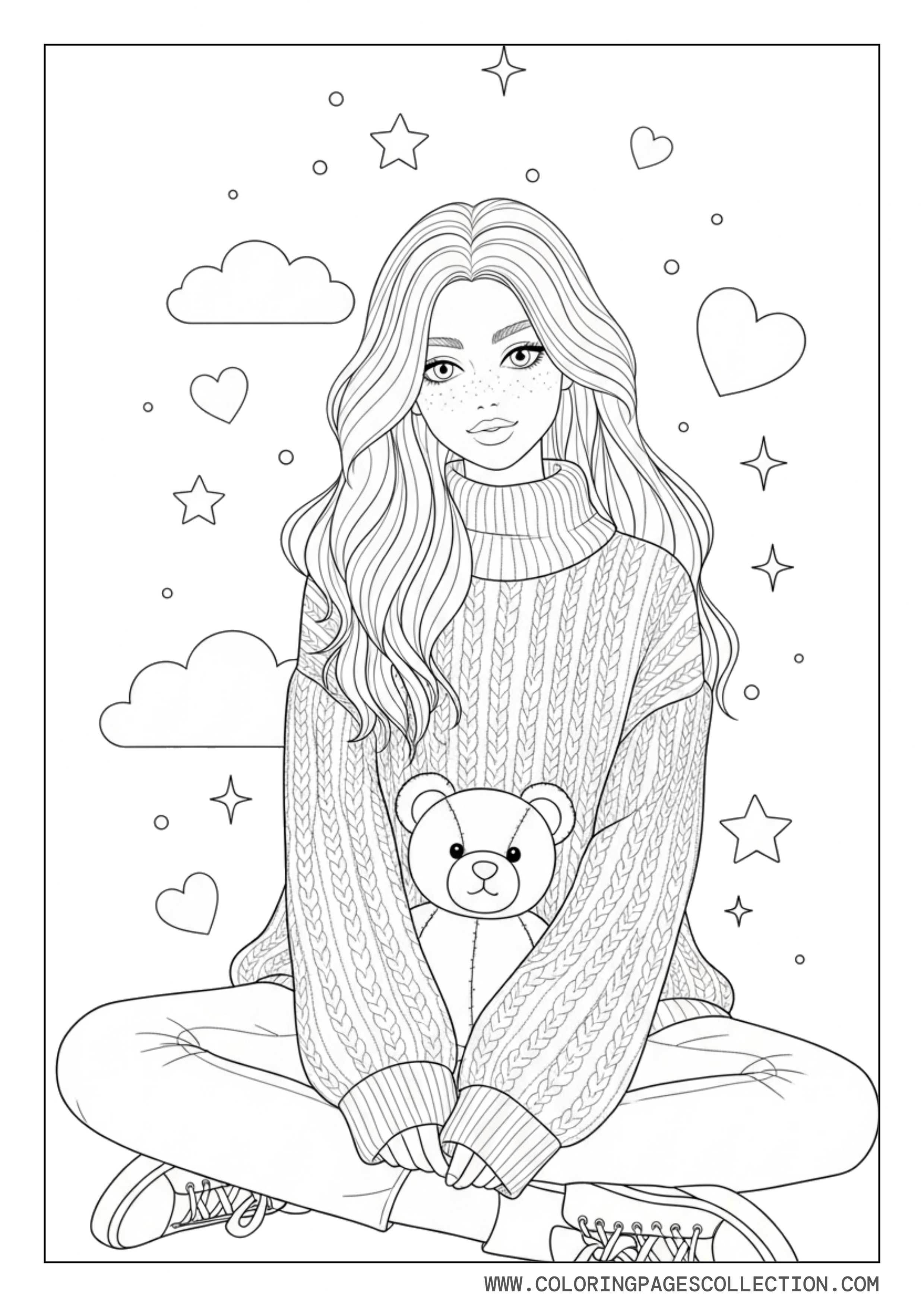 Baddie Girl with Cute Teddy Bear