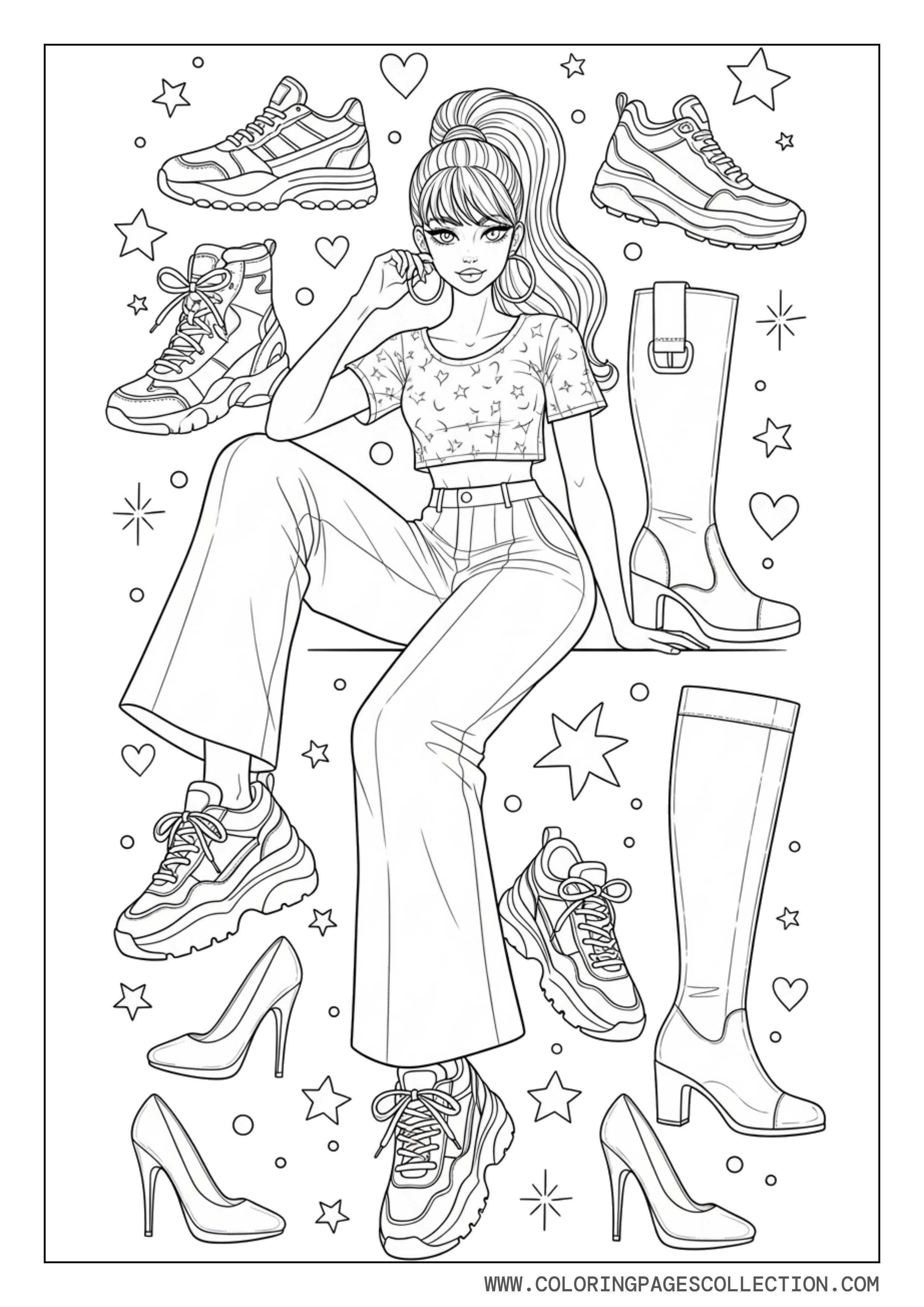 Baddie Girl with Fashion Shoes Collection