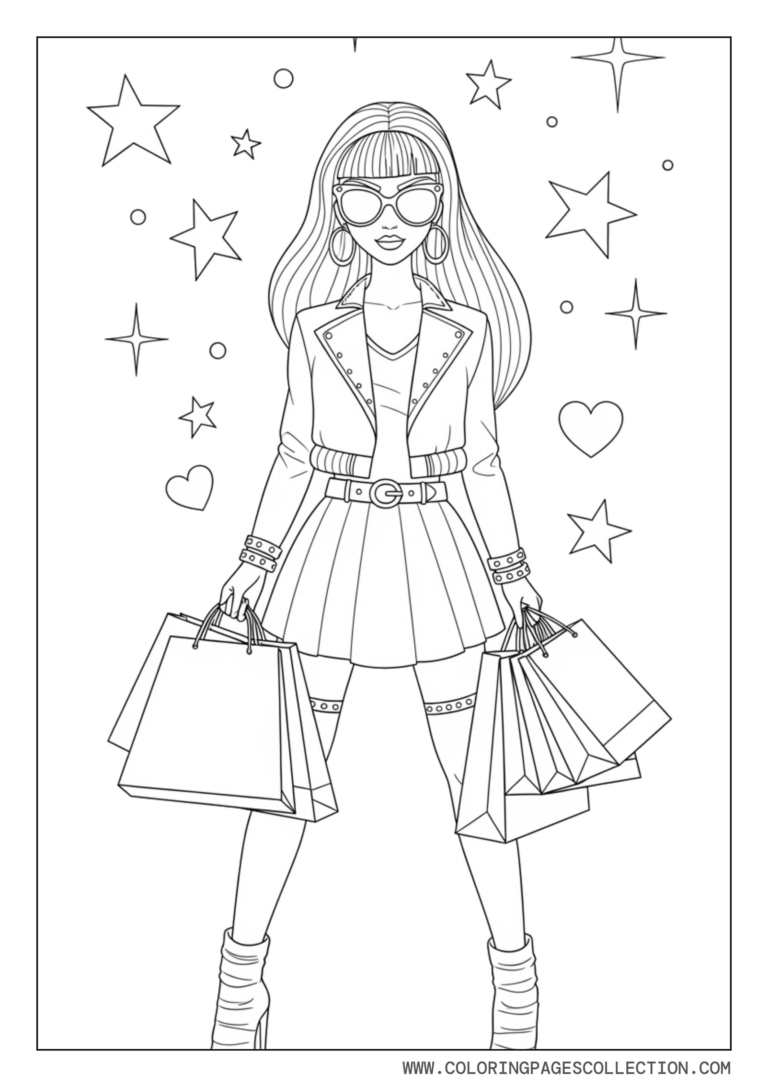 Baddie Girl with Fashion Shopping Bags