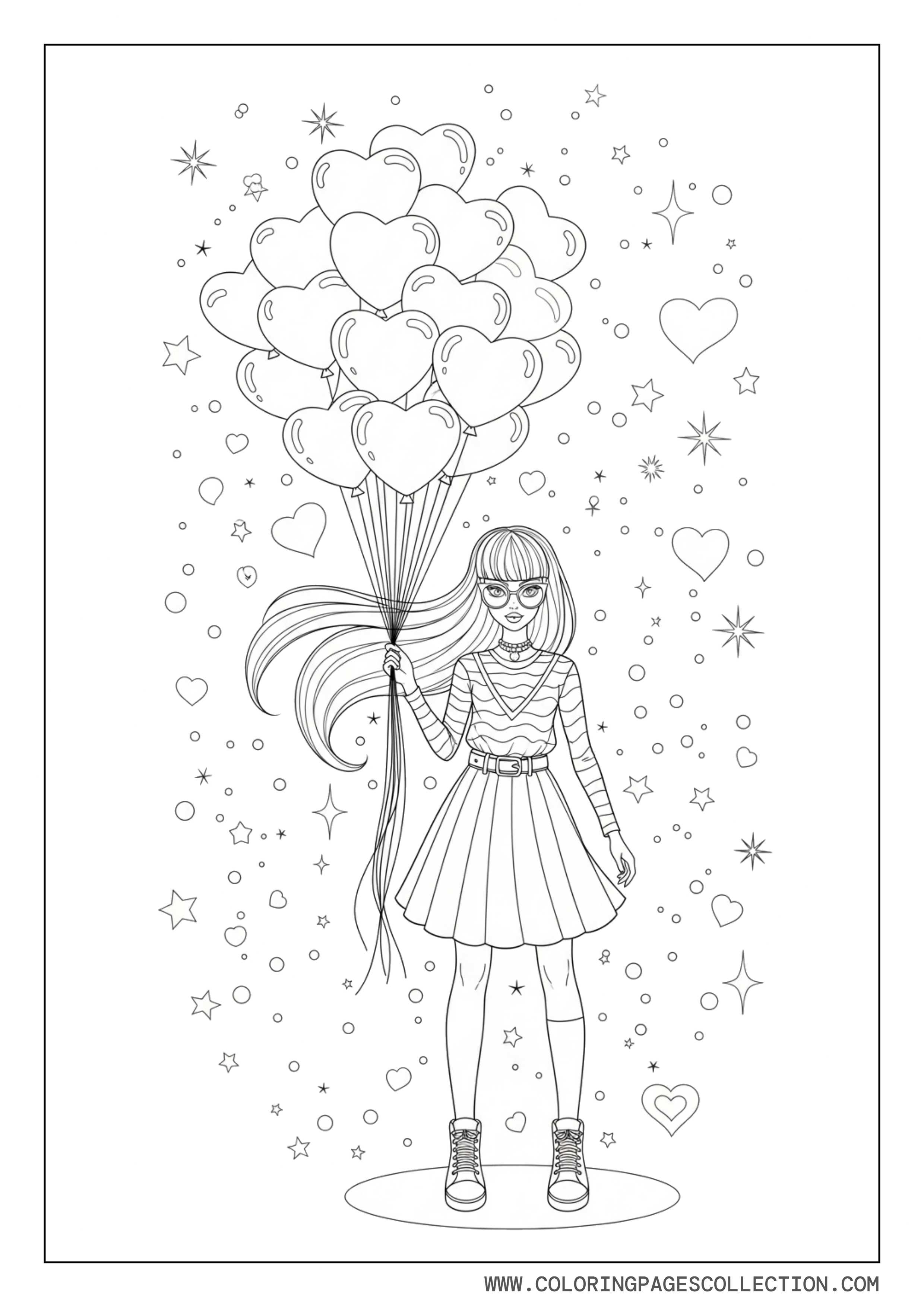 Baddie Girl with Heart Balloons