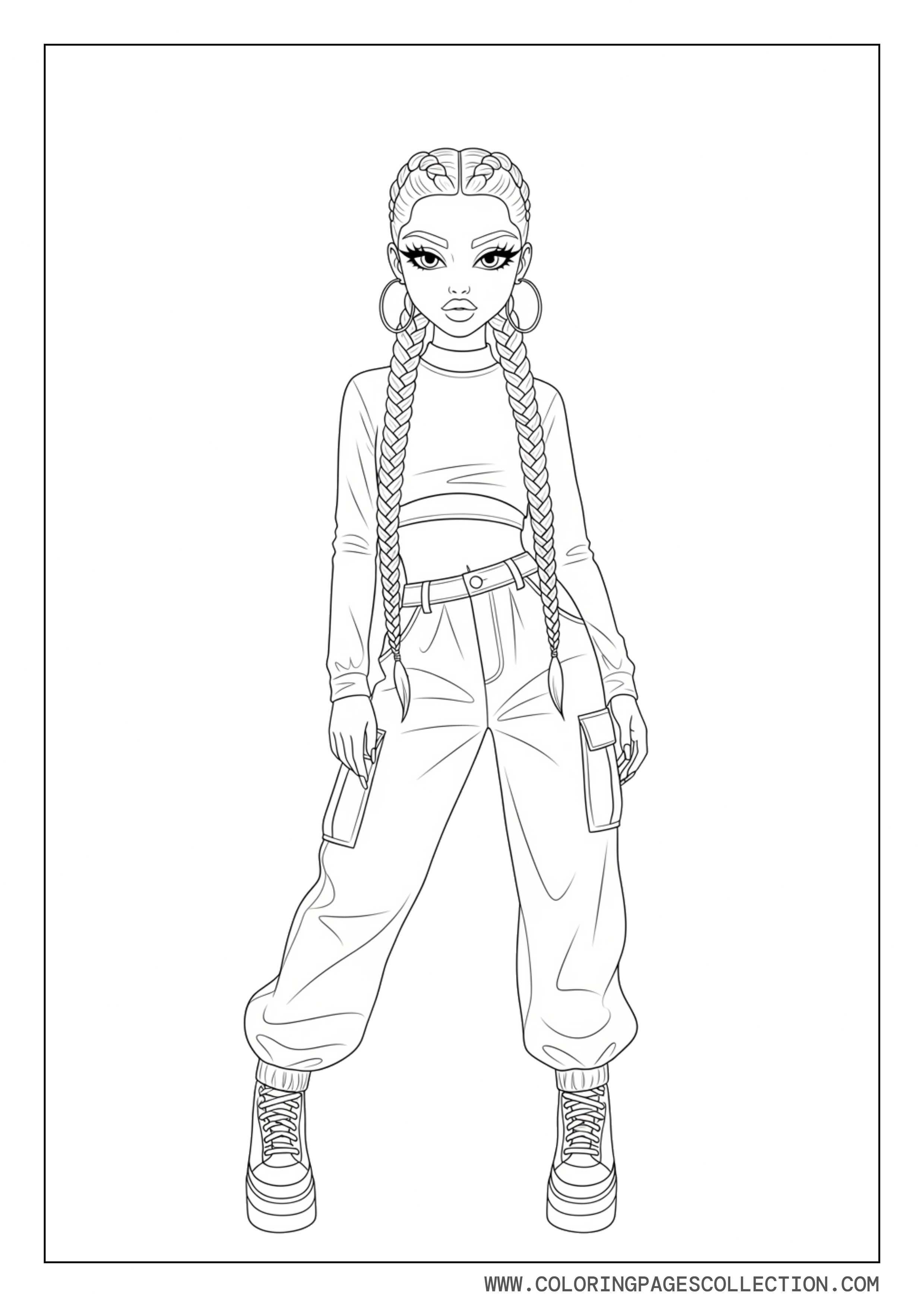 Baddie Girl with Long Braids