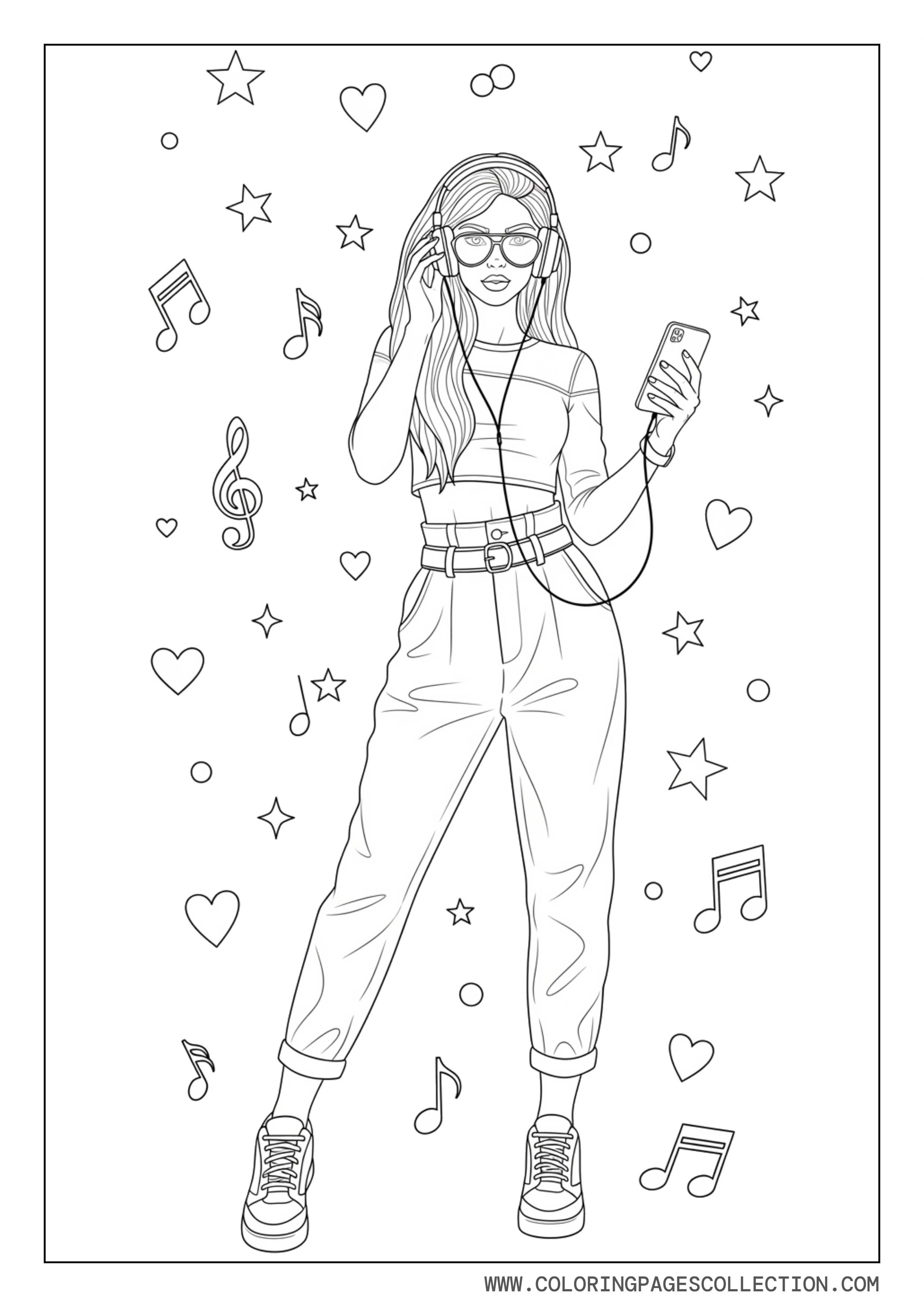 Baddie Girl with Phone and Headphones