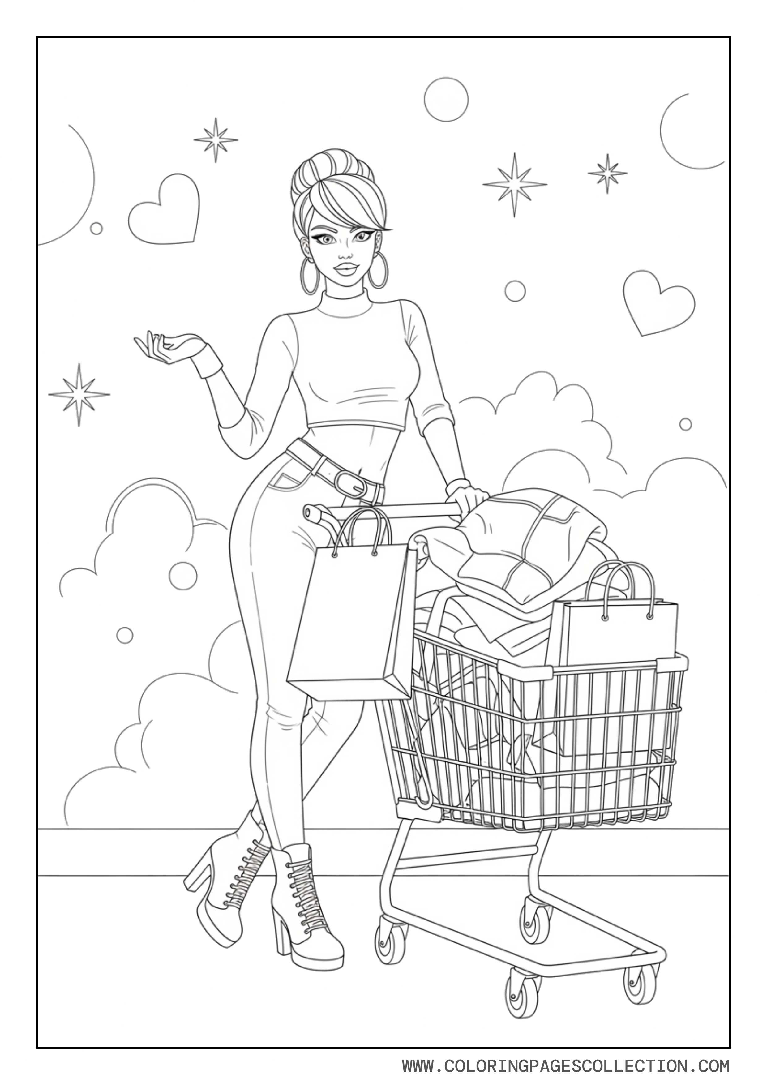 Baddie Girl with Shopping Cart