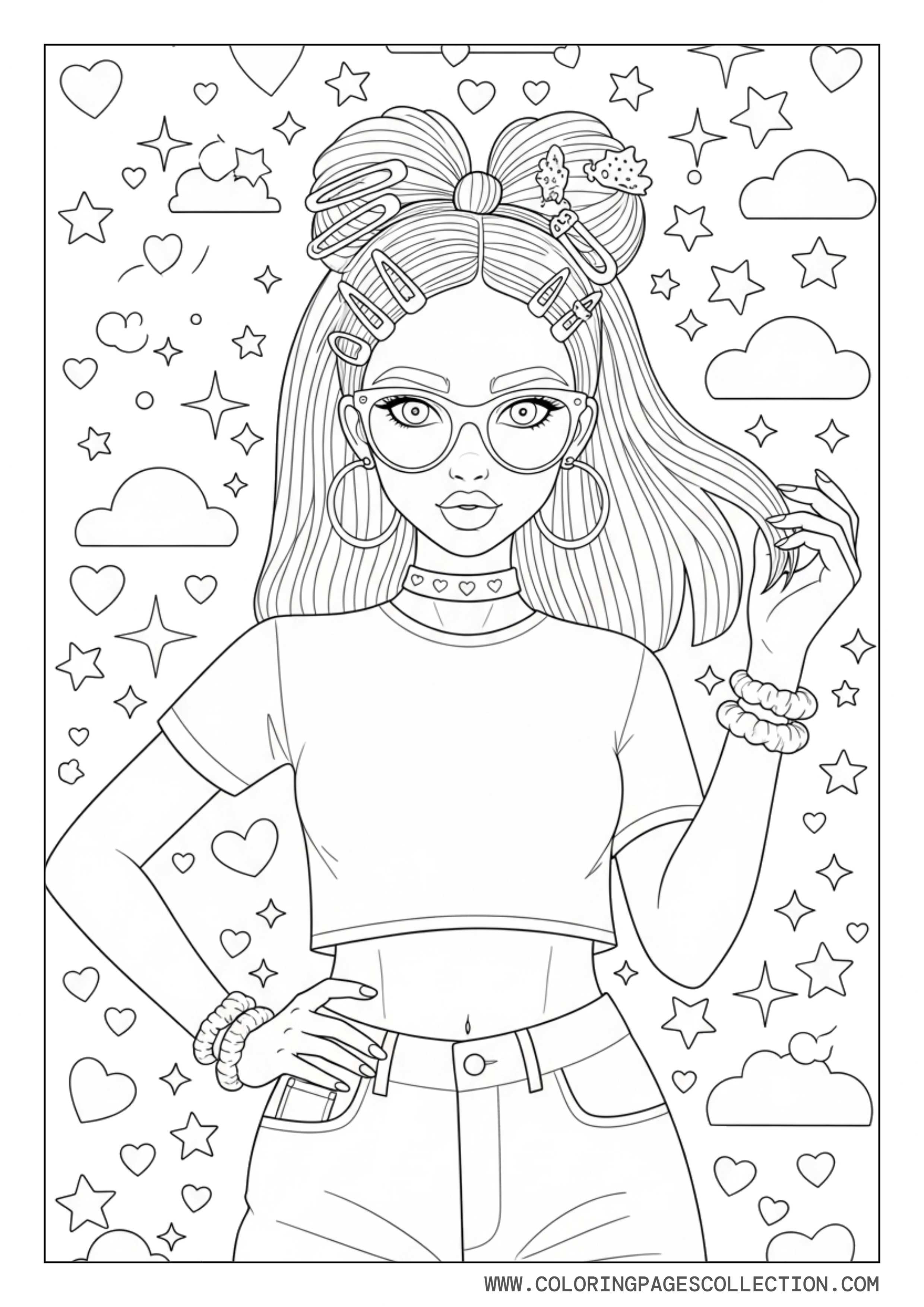 Baddie Girl with Stylish Hair Accessories