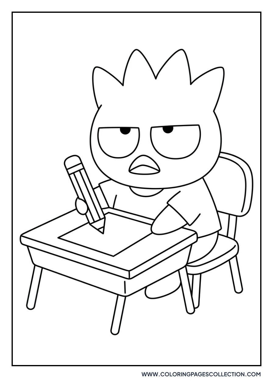 Badtz-Maru at School Desk