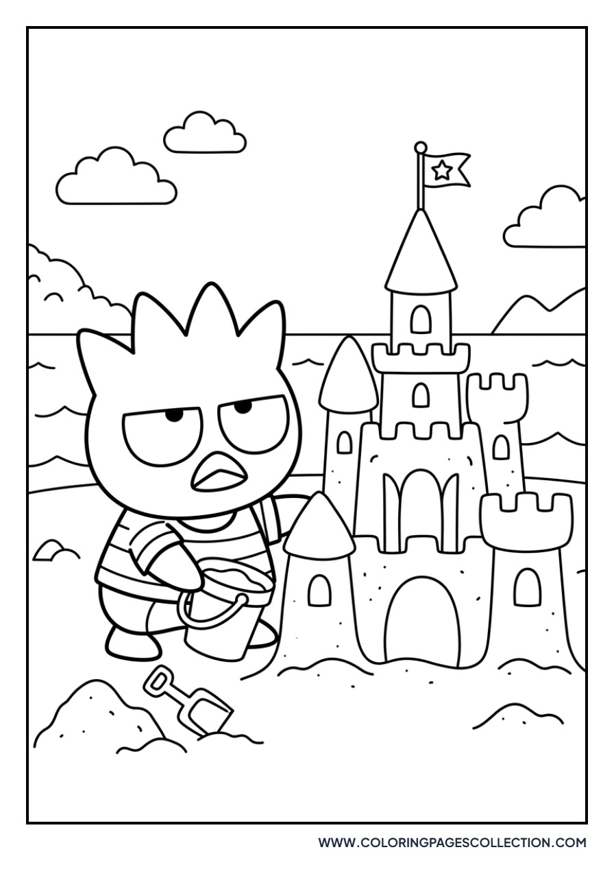 Badtz-Maru Building a Sandcastle