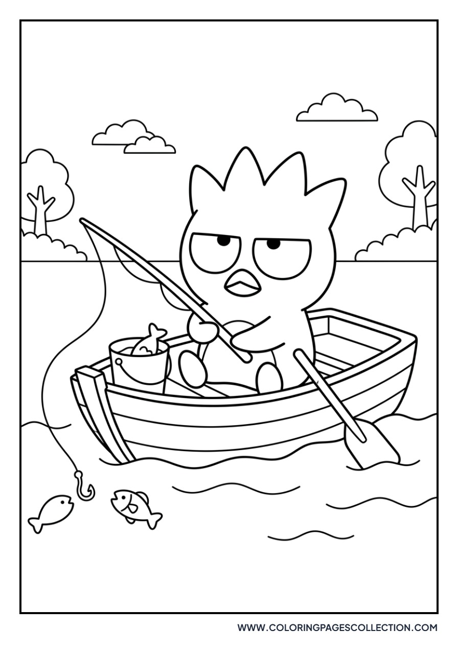 Badtz-Maru Fishing in a Boat