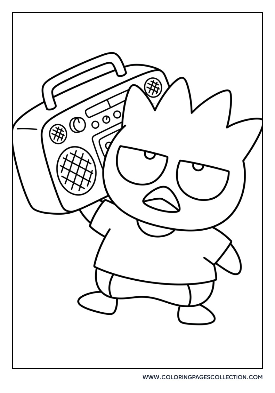 Badtz-Maru Holding a Boombox