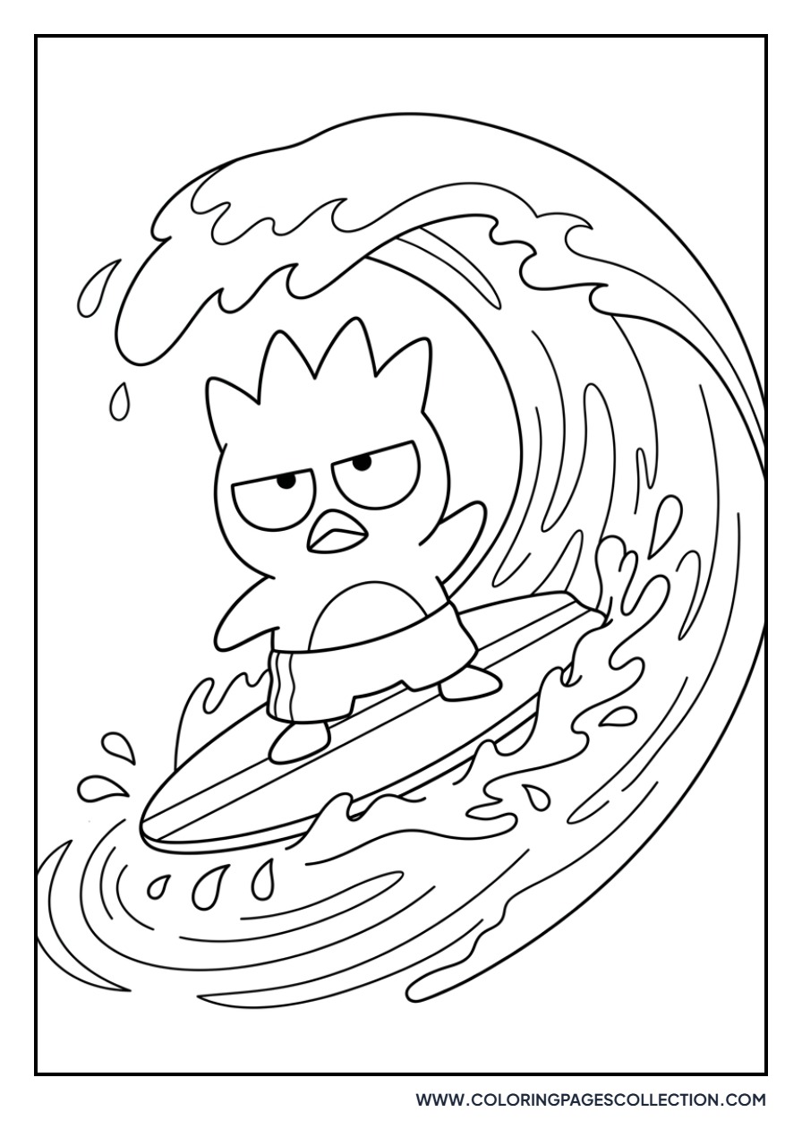 Badtz-Maru Surfing Waves