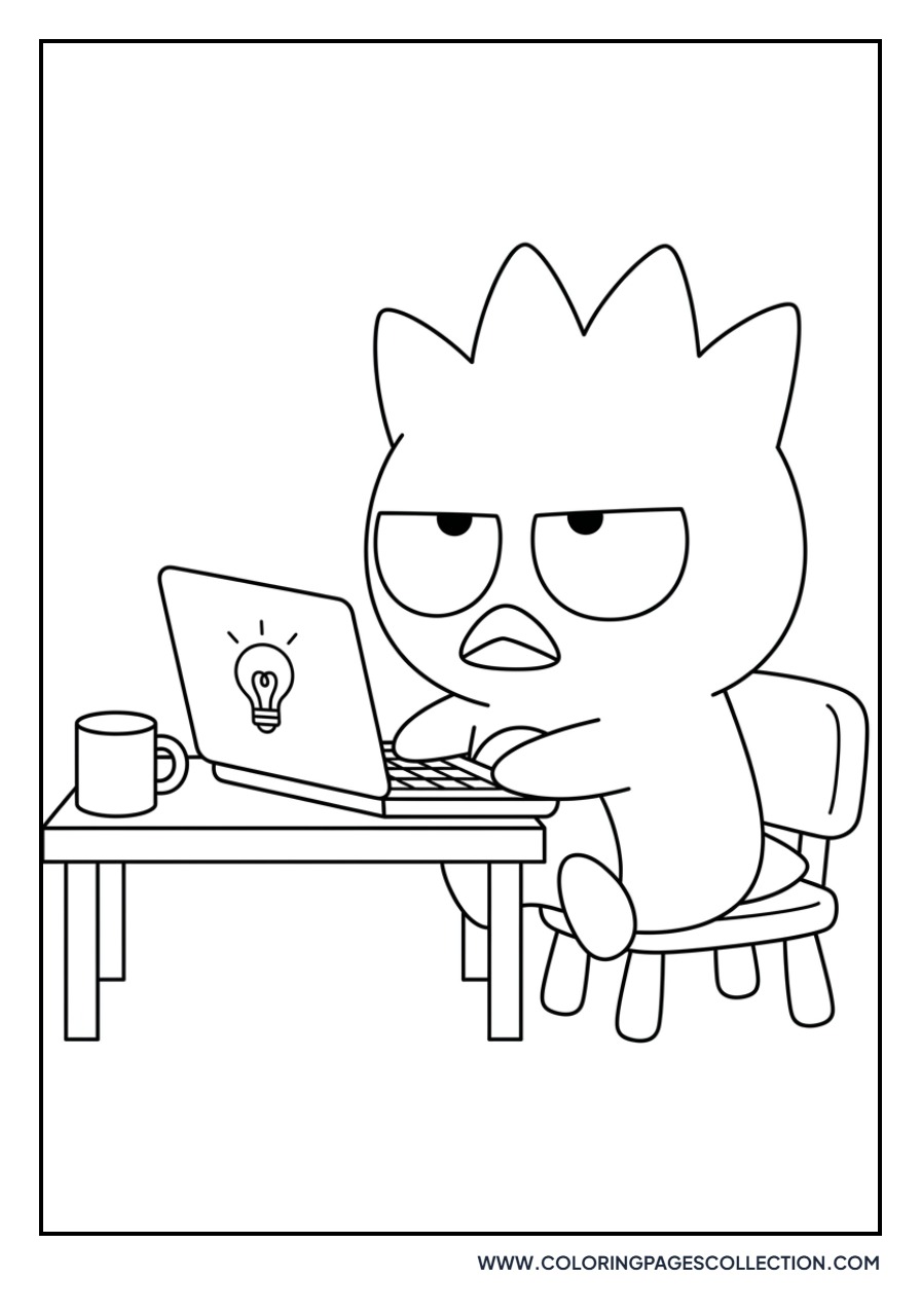 Badtz-Maru with a Laptop